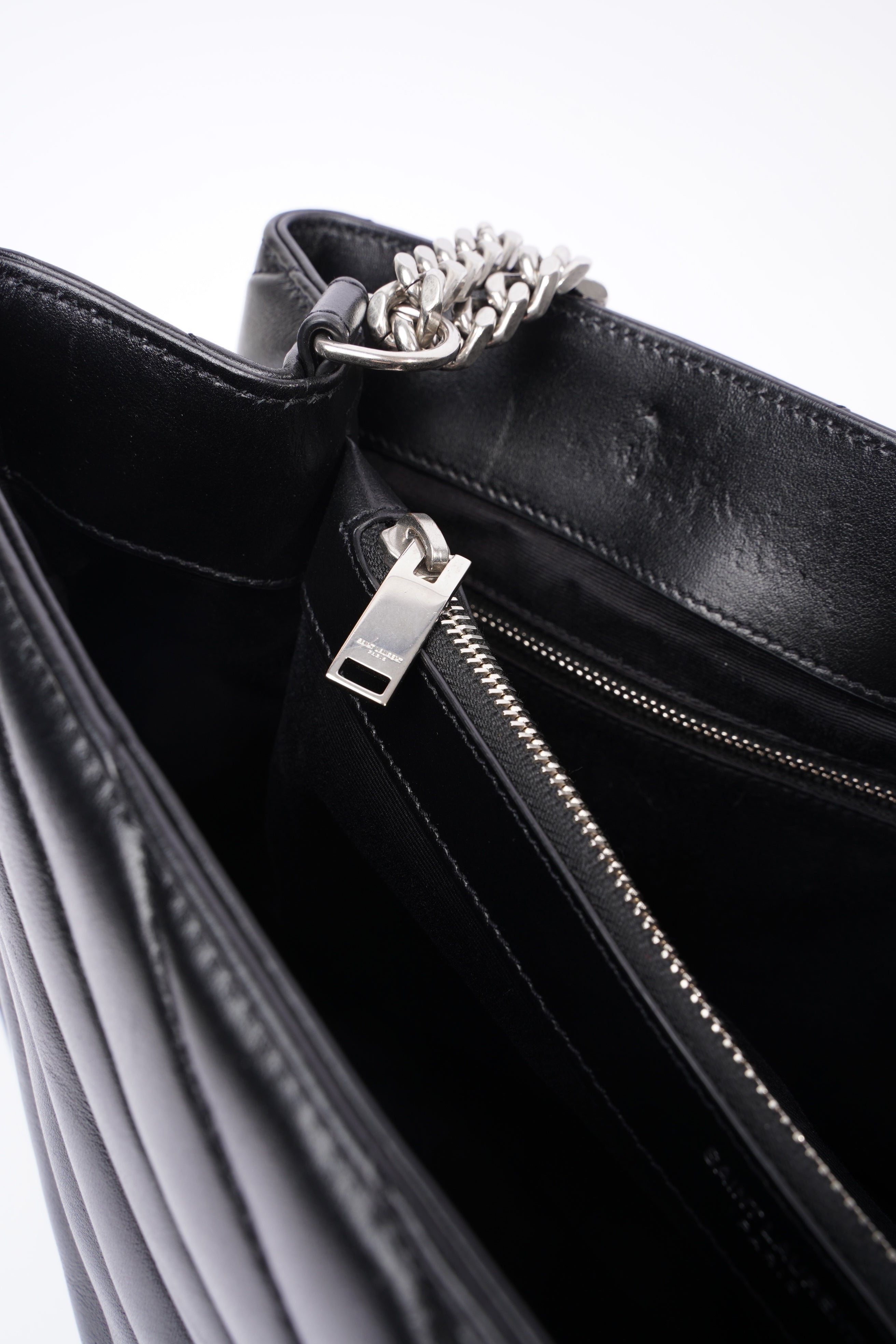 Saint Laurent Lou Lou Black Calfskin Leather Large