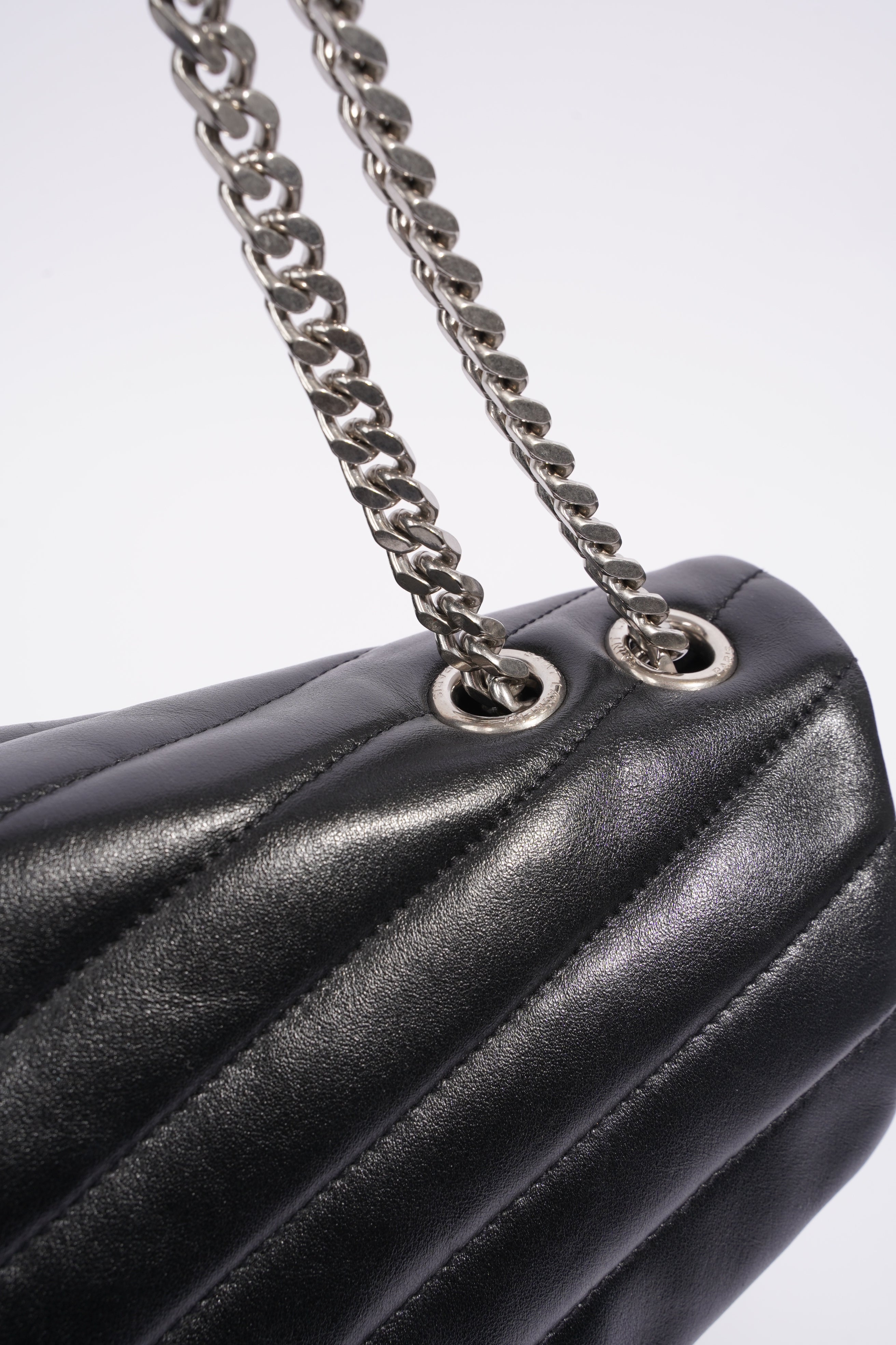 Saint Laurent Lou Lou Black Calfskin Leather Large
