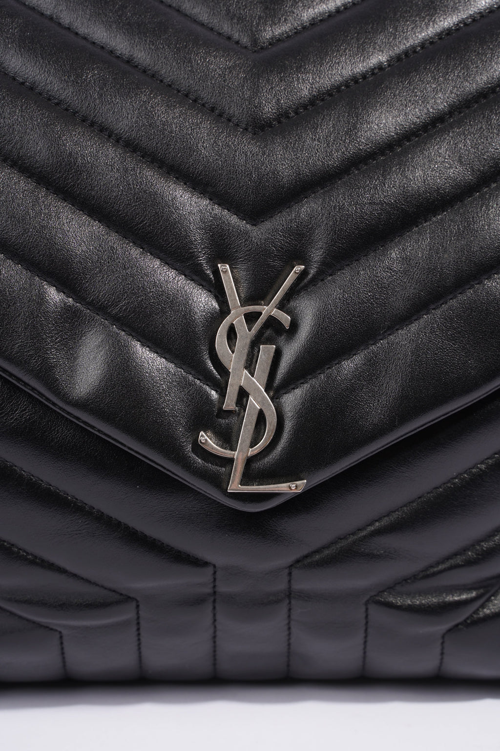 Saint Laurent Lou Lou Black Calfskin Leather Large