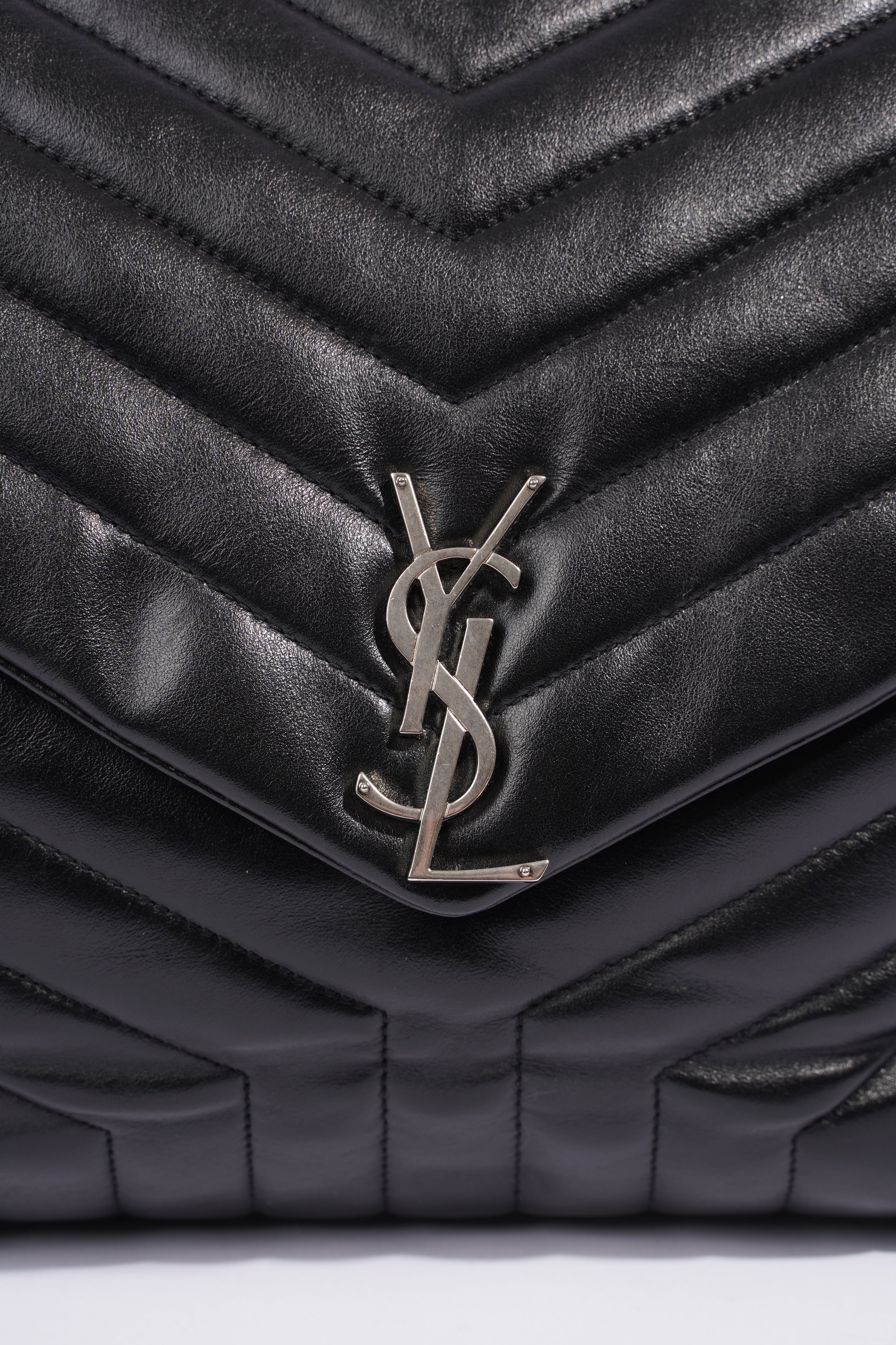 Saint Laurent Lou Lou Black Calfskin Leather Large
