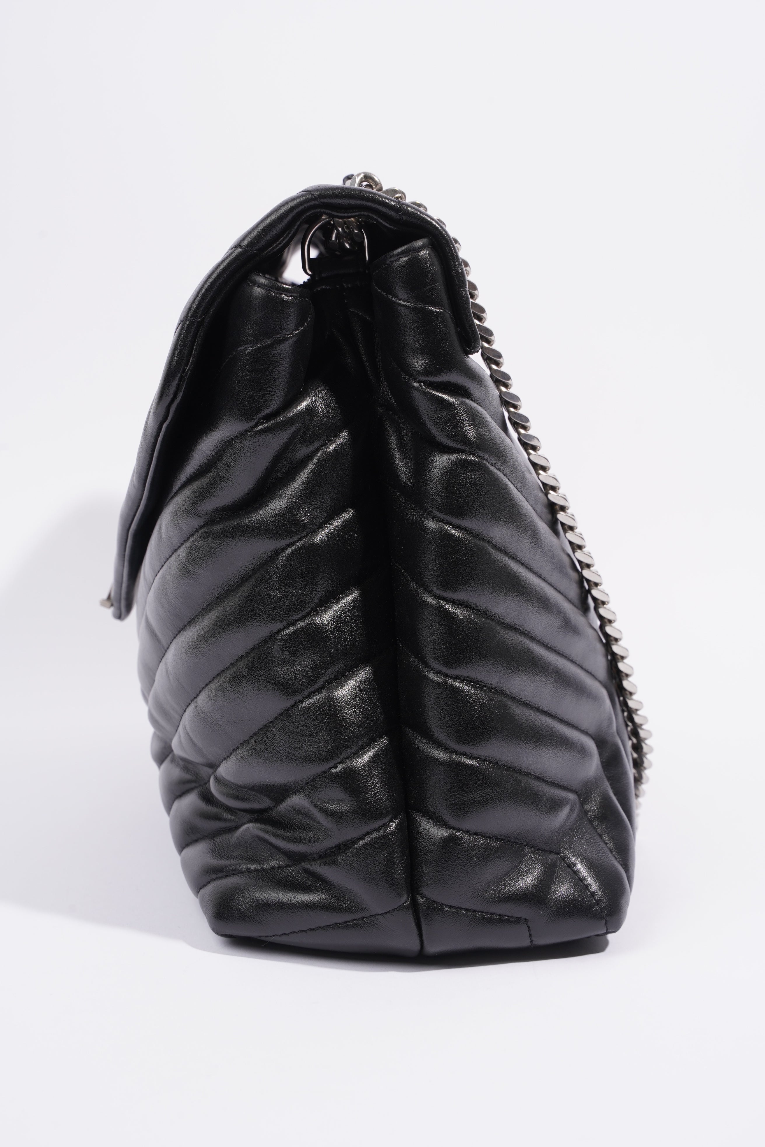 Saint Laurent Lou Lou Black Calfskin Leather Large