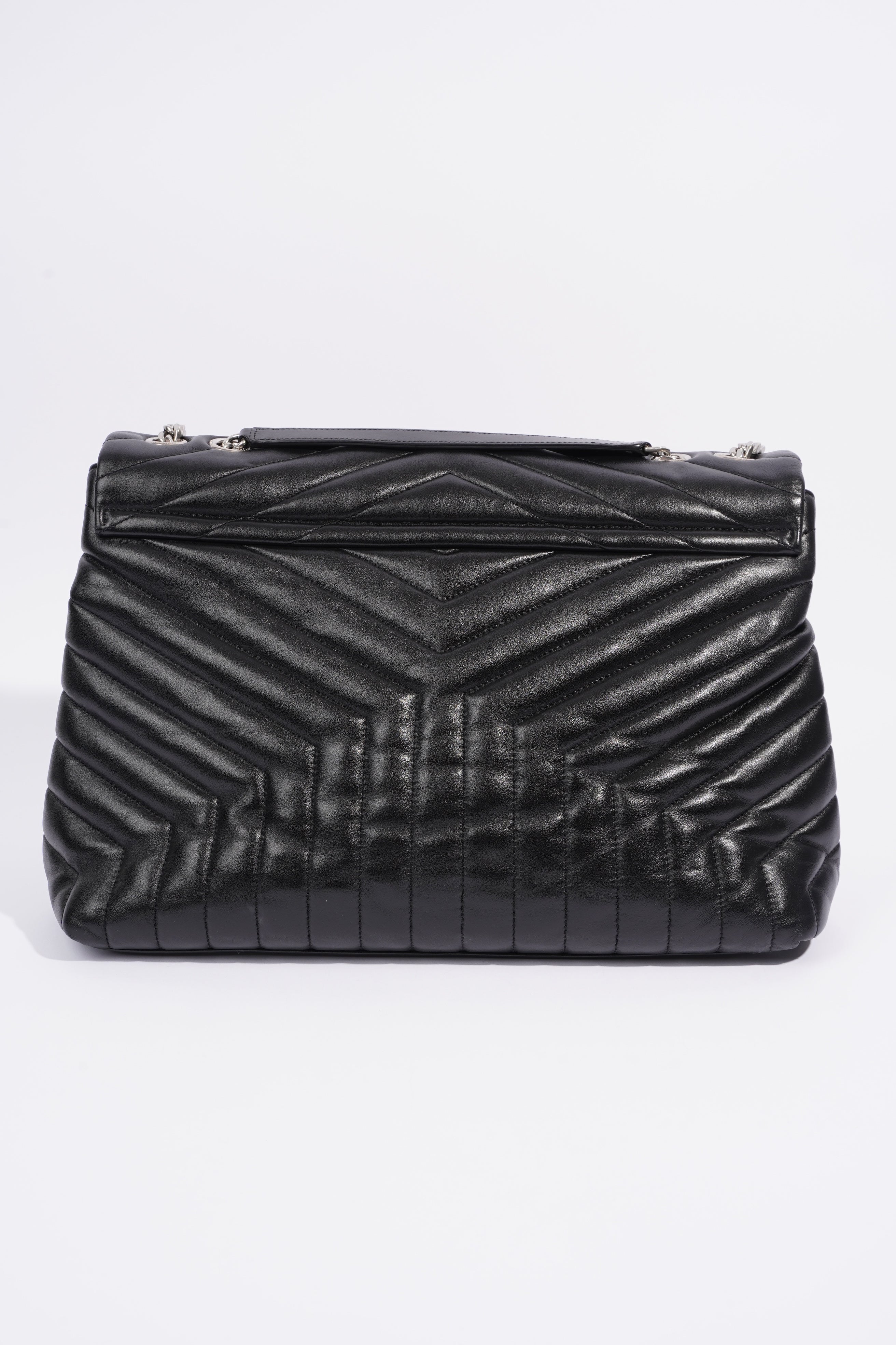 Saint Laurent Lou Lou Black Calfskin Leather Large