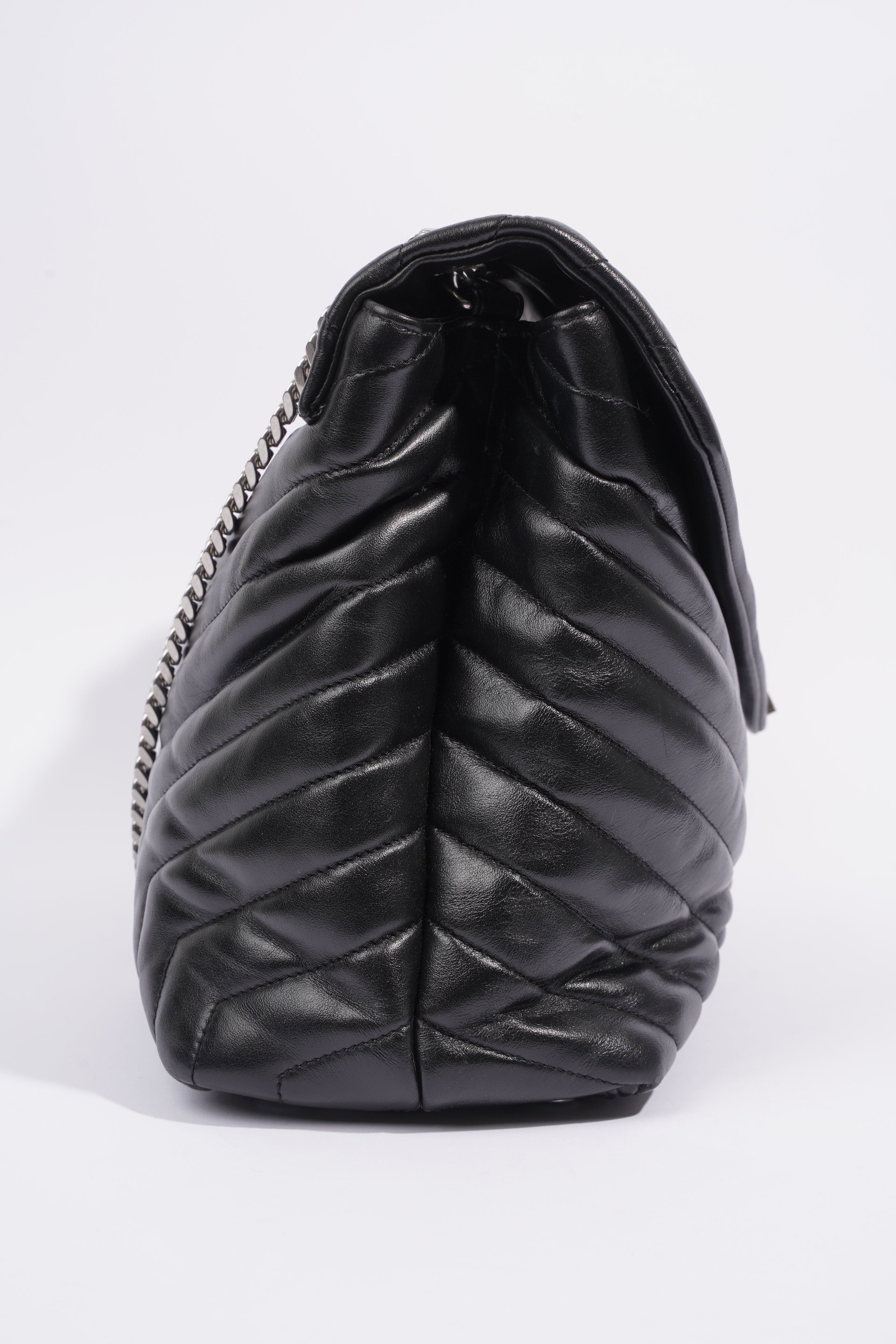 Saint Laurent Lou Lou Black Calfskin Leather Large