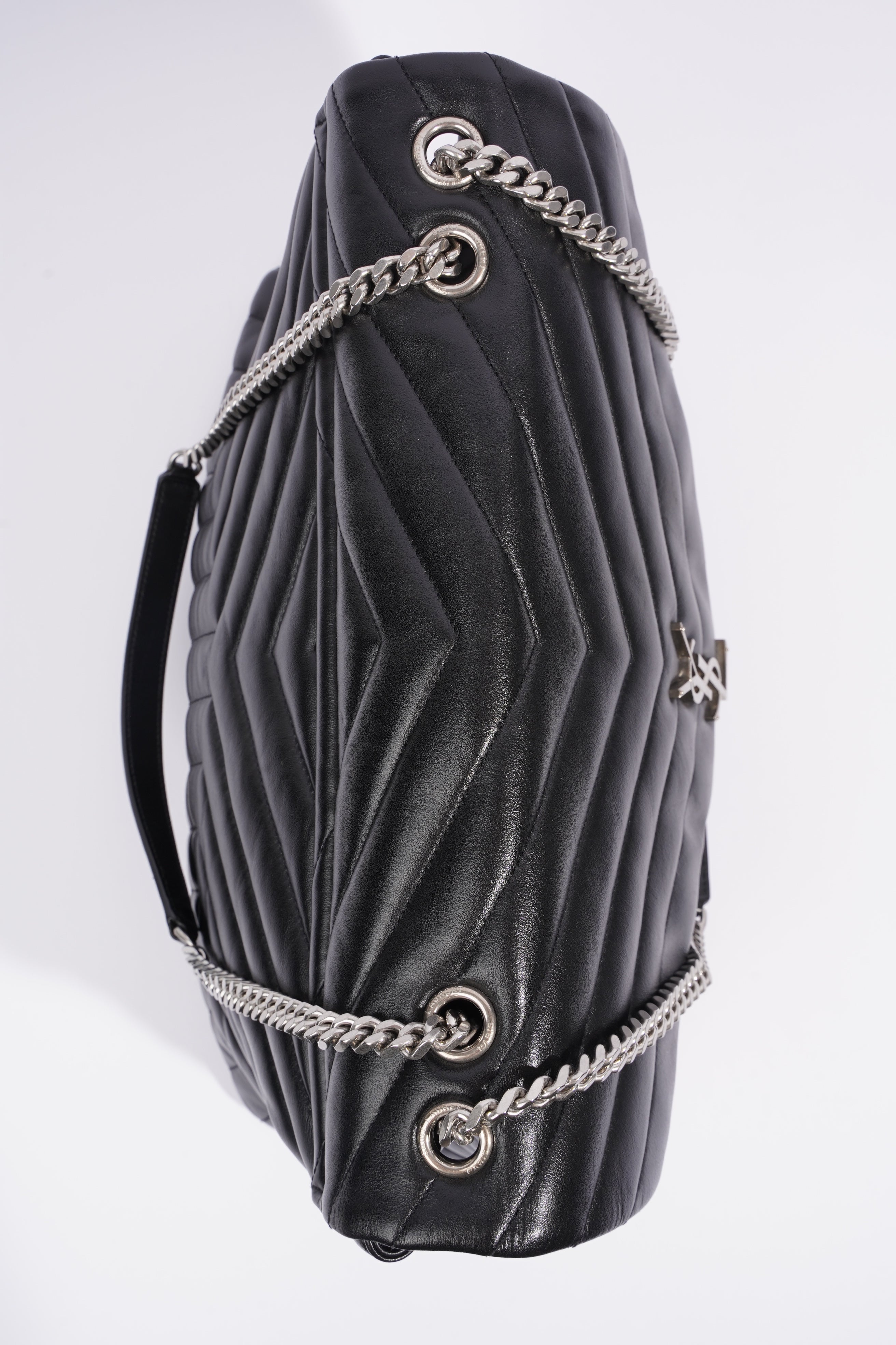 Saint Laurent Lou Lou Black Calfskin Leather Large