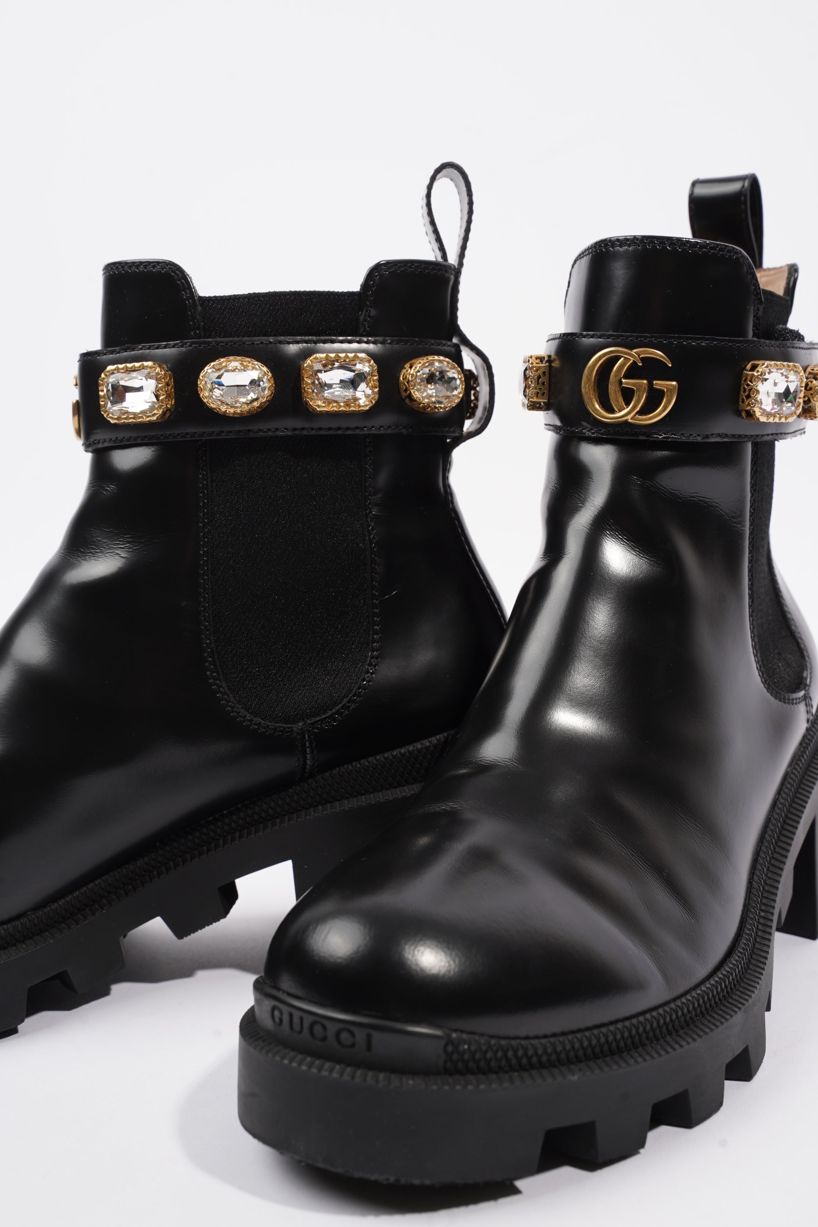 Gucci Ankle Boot Black Leather EU 37.5 UK 4.5