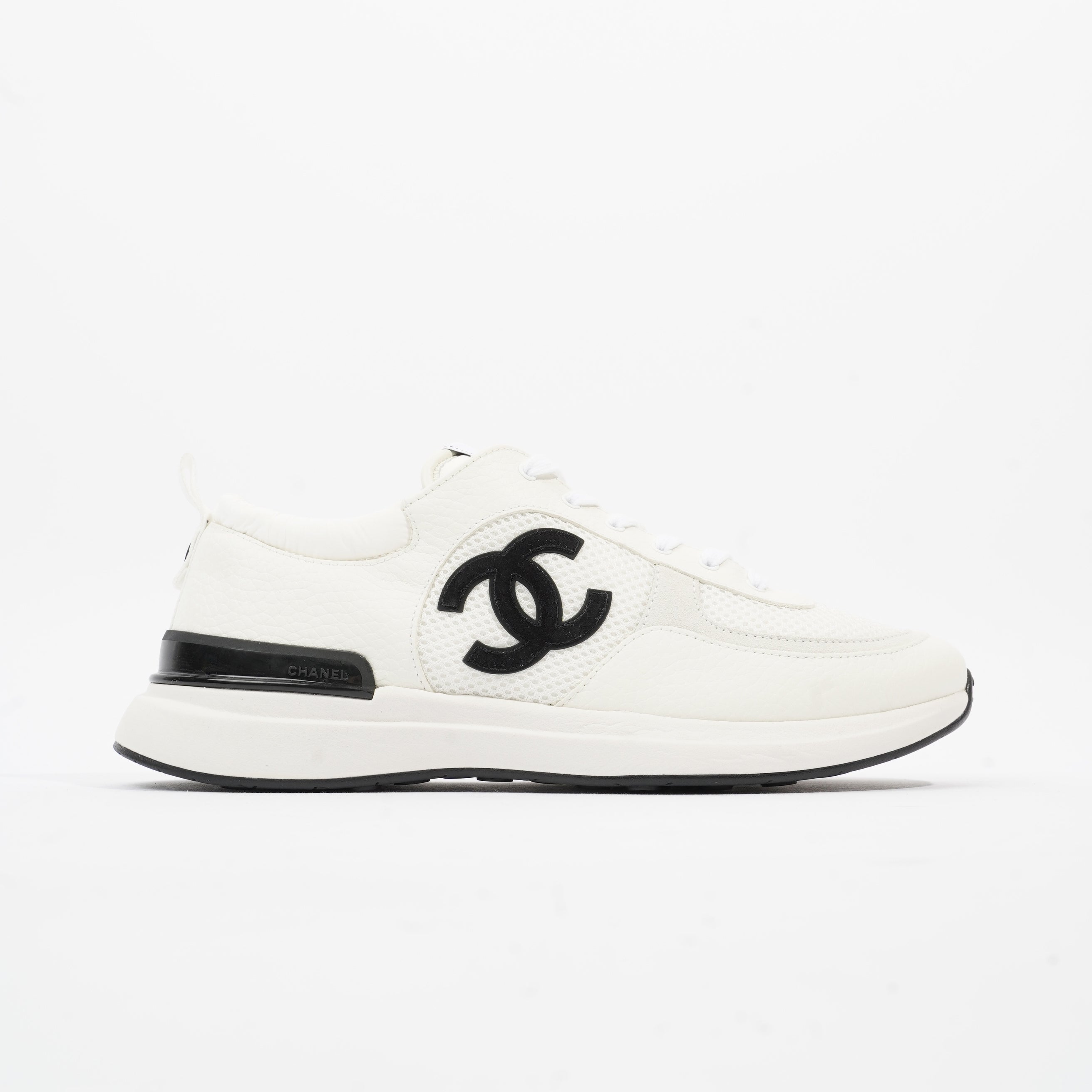 Chanel CC Logo Trainer White Mesh EU 42 UK 8