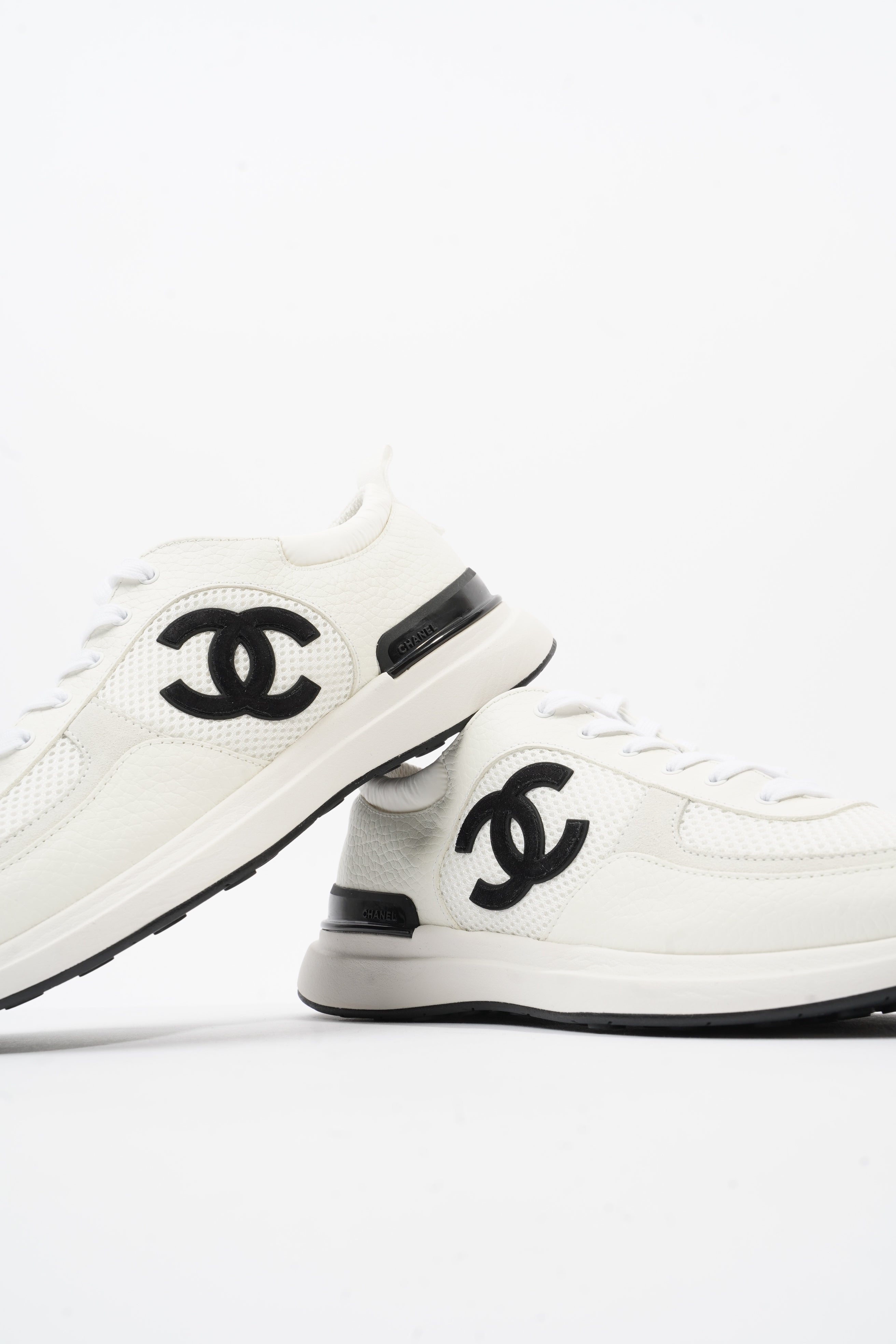 Chanel CC Logo Trainer White Mesh EU 42 UK 8