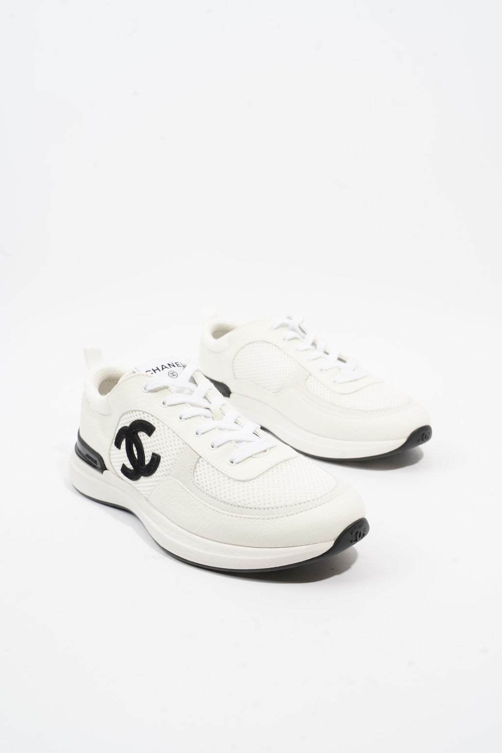 Chanel CC Logo Trainer White Mesh EU 42 UK 8