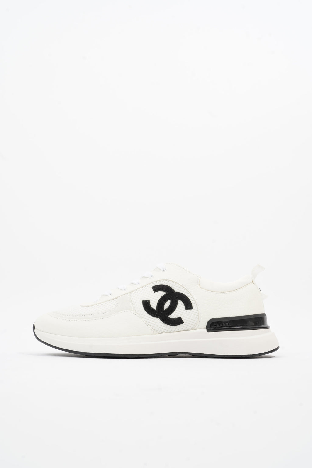 Chanel CC Logo Trainer White Mesh EU 42 UK 8
