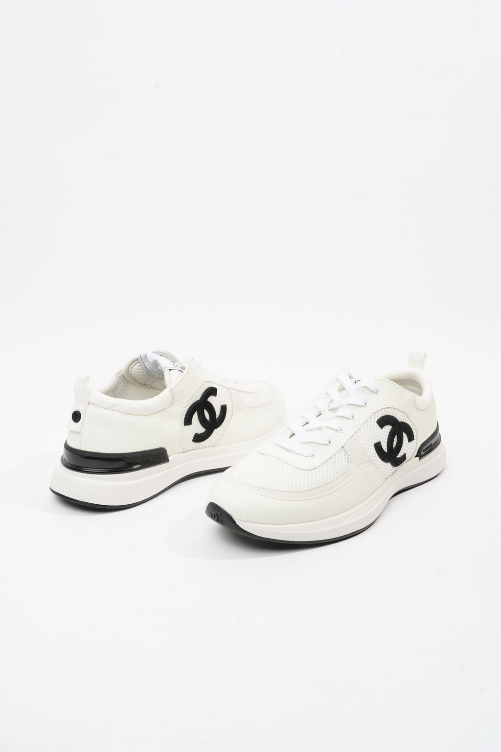 Chanel CC Logo Trainer White Mesh EU 42 UK 8