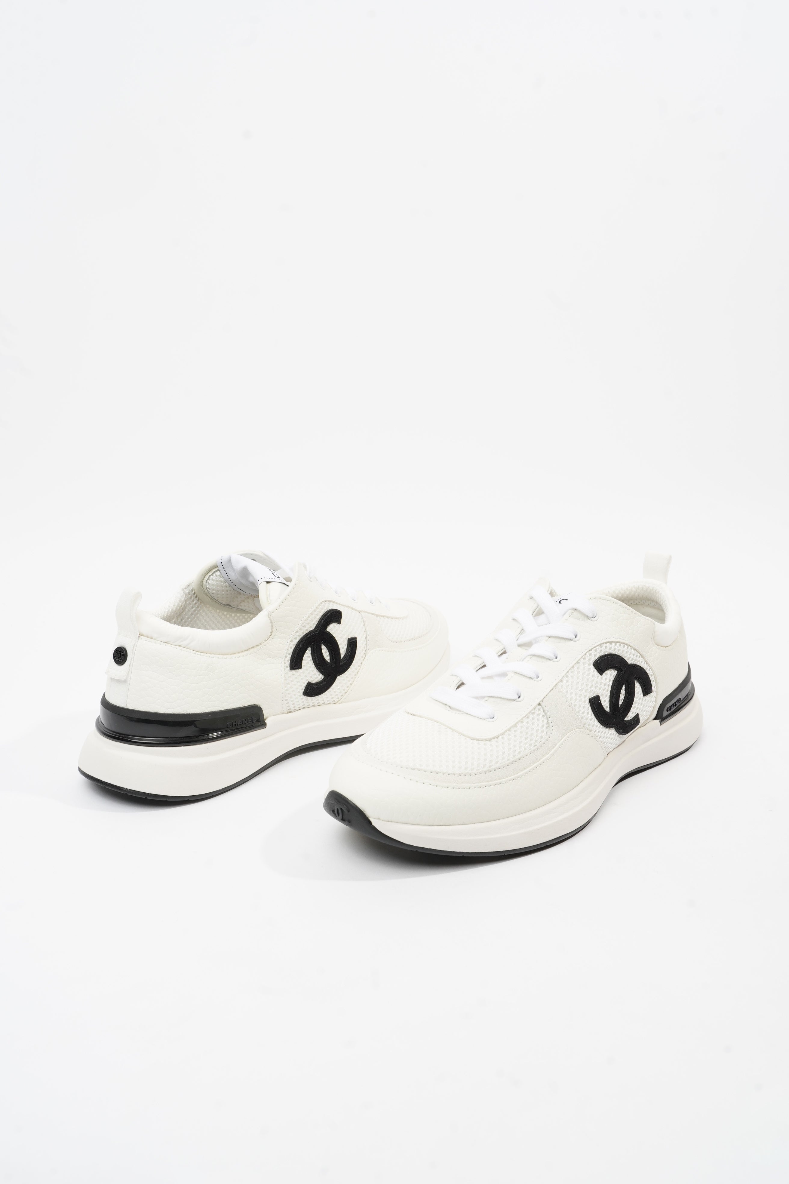 Chanel CC Logo Trainer White Mesh EU 42 UK 8
