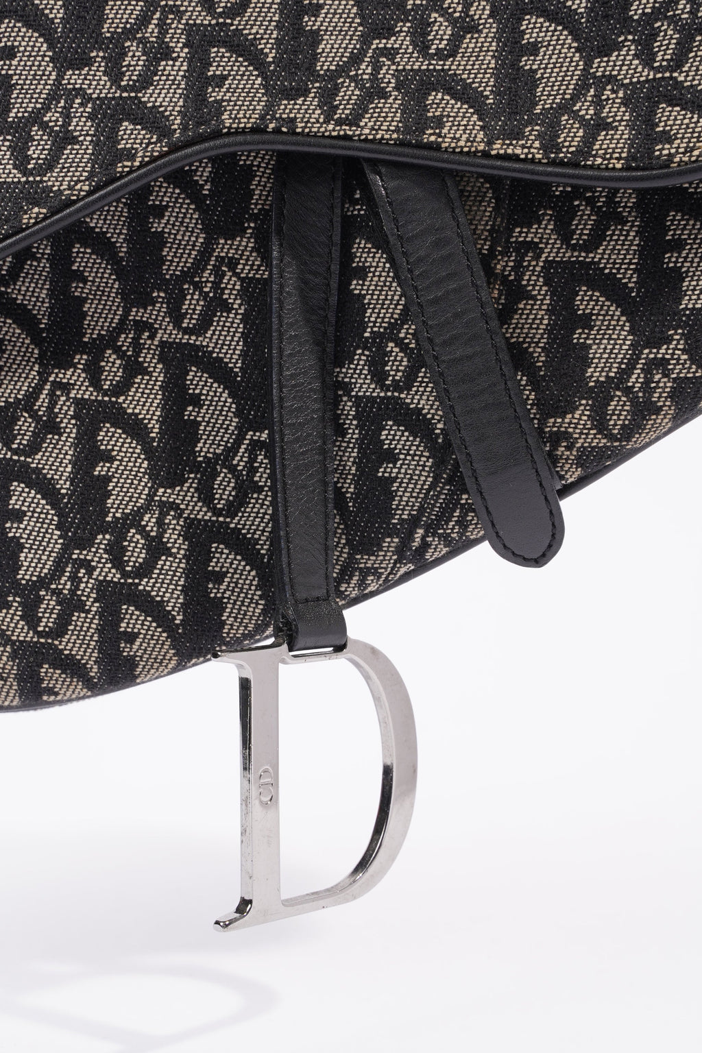 Christian Dior Saddle Black And Grey Oblique Canvas