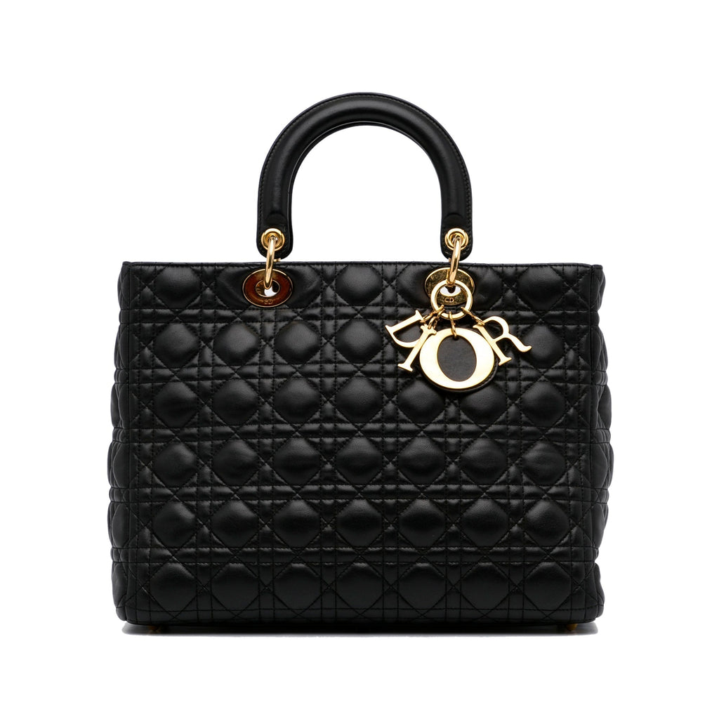 Dior Lady Dior Large Black Cannage Quilted Leather