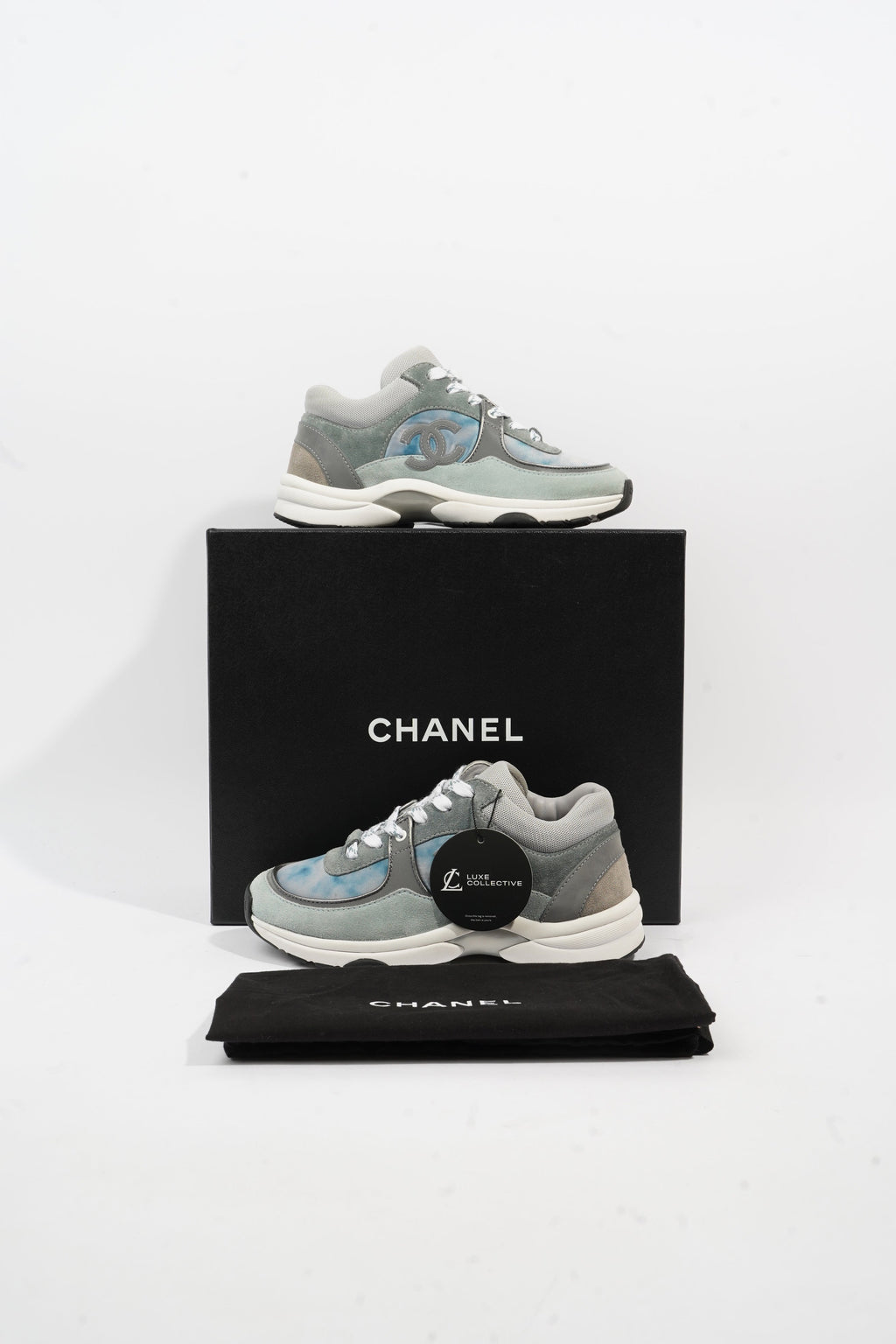 Chanel CC Runner Grey / Blue Tie Dye Suede EU 35 UK 2