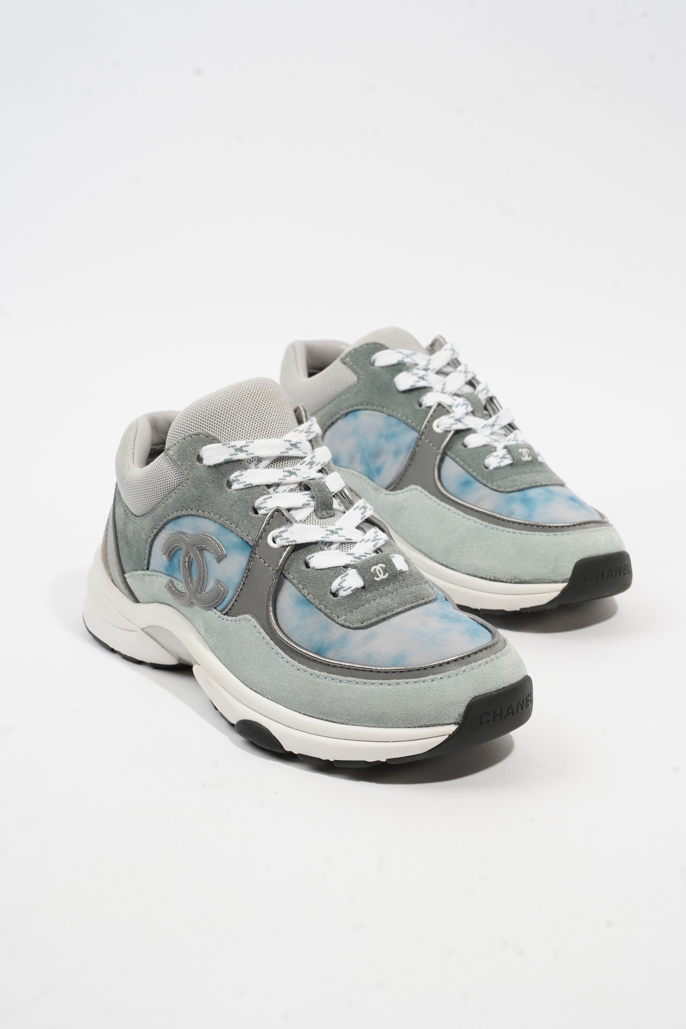 Chanel CC Runner Grey / Blue Tie Dye Suede EU 35 UK 2