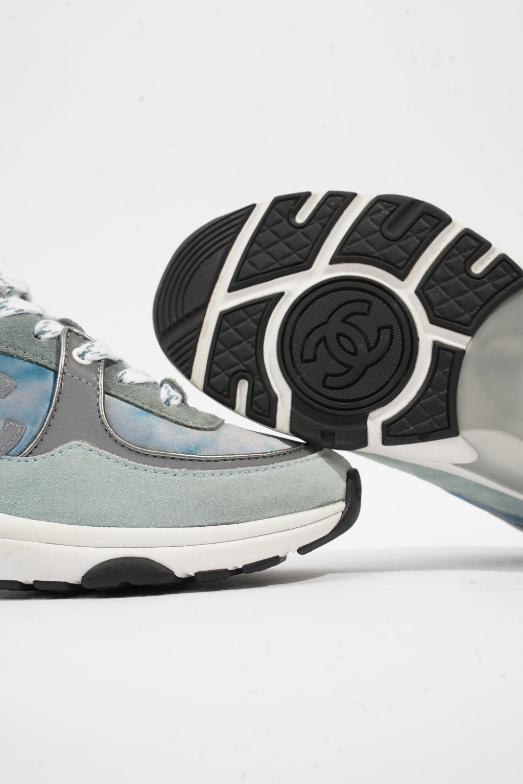 Chanel CC Runner Grey / Blue Tie Dye Suede EU 35 UK 2