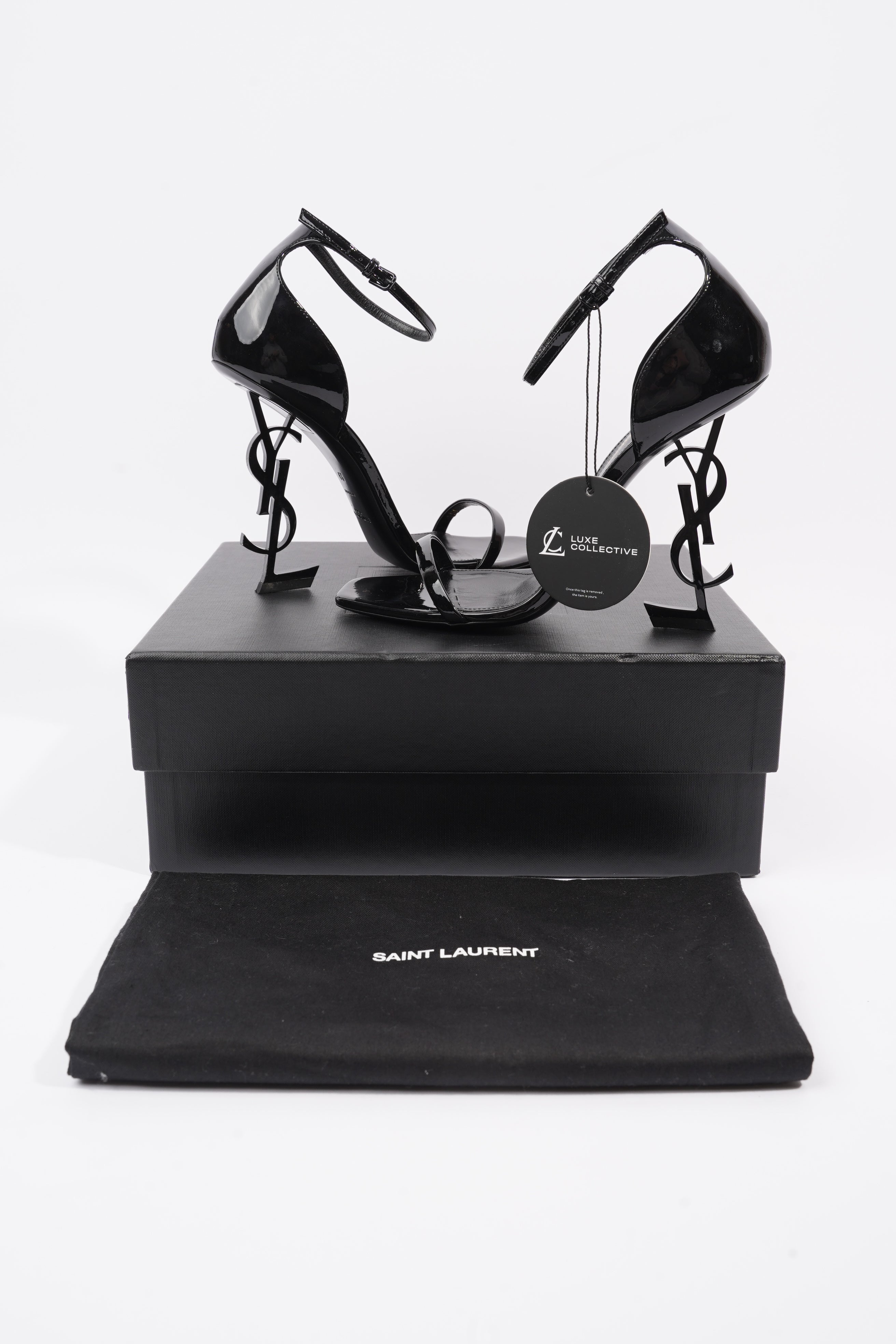Saint Laurent Opyum Sandal 110 Black Patent Leather EU 39 UK 6