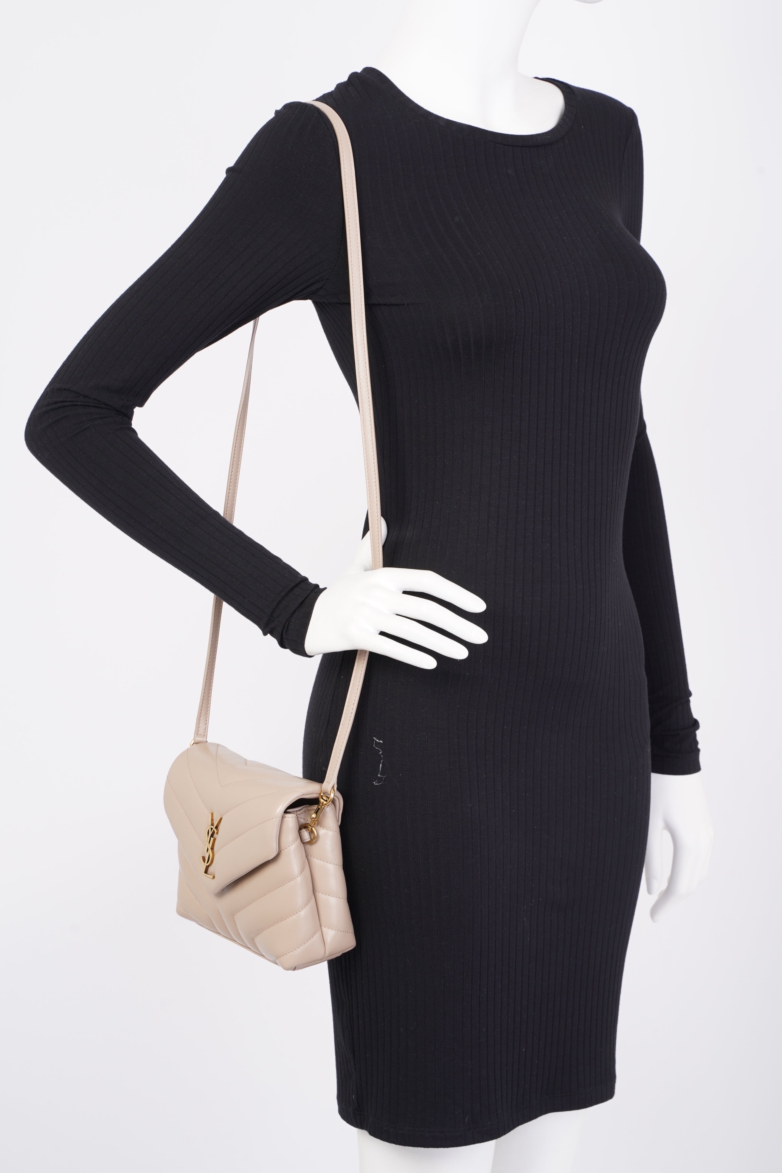 Saint Laurent Toy Lou Lou Greyish Brown Calfskin Leather