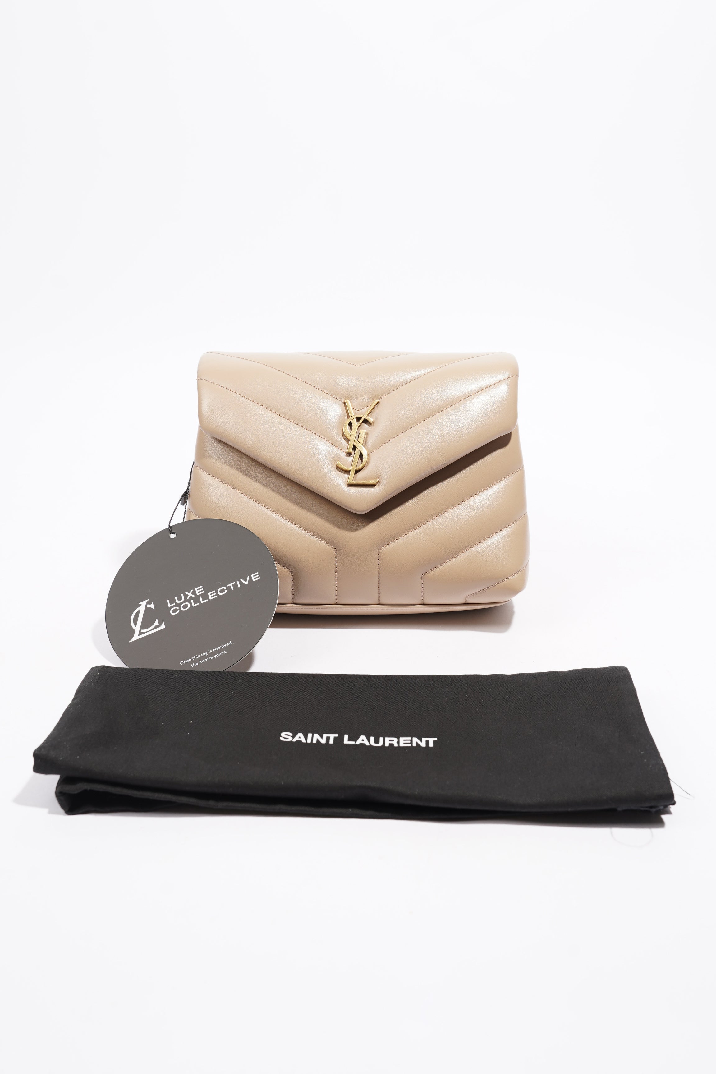 Saint Laurent Toy Lou Lou Greyish Brown Calfskin Leather