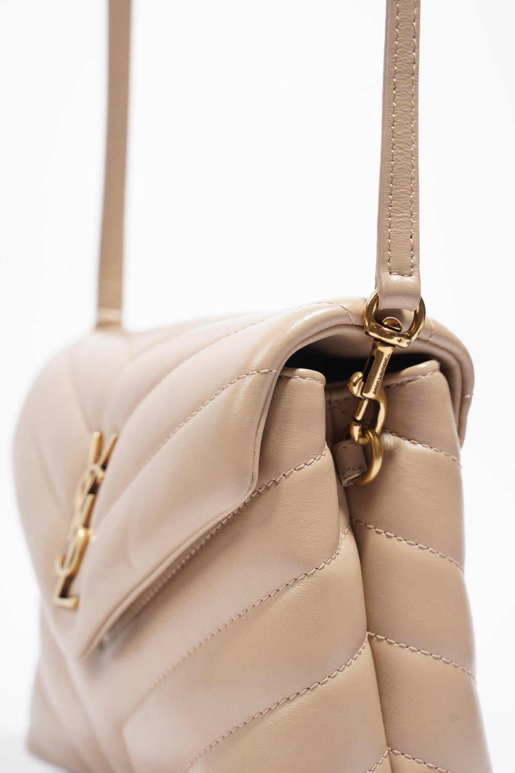 Saint Laurent Toy Lou Lou Greyish Brown Calfskin Leather