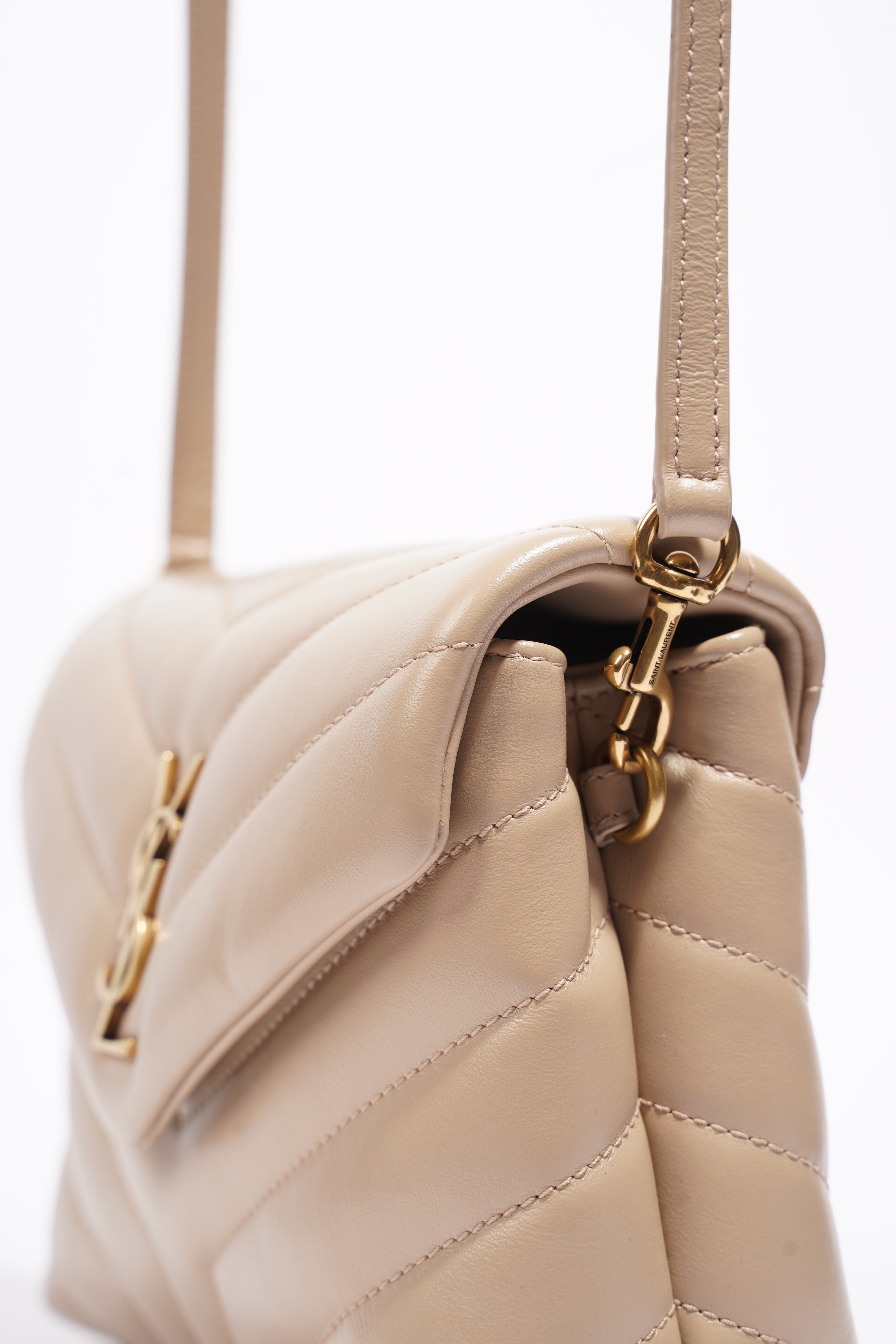 Saint Laurent Toy Lou Lou Greyish Brown Calfskin Leather