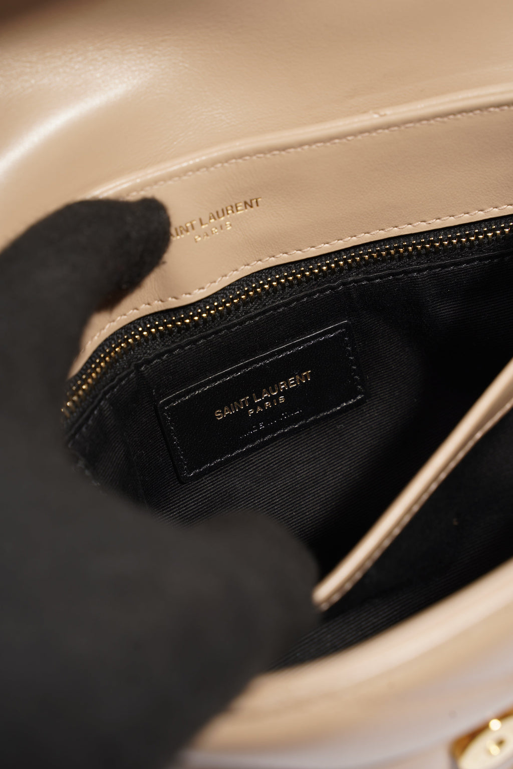 Saint Laurent Toy Lou Lou Greyish Brown Calfskin Leather