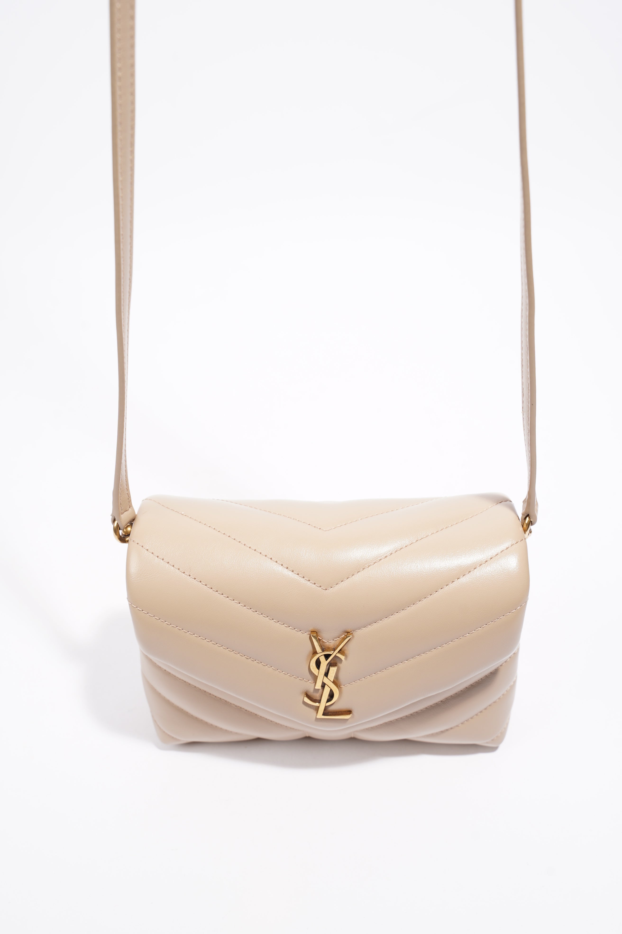 Saint Laurent Toy Lou Lou Greyish Brown Calfskin Leather