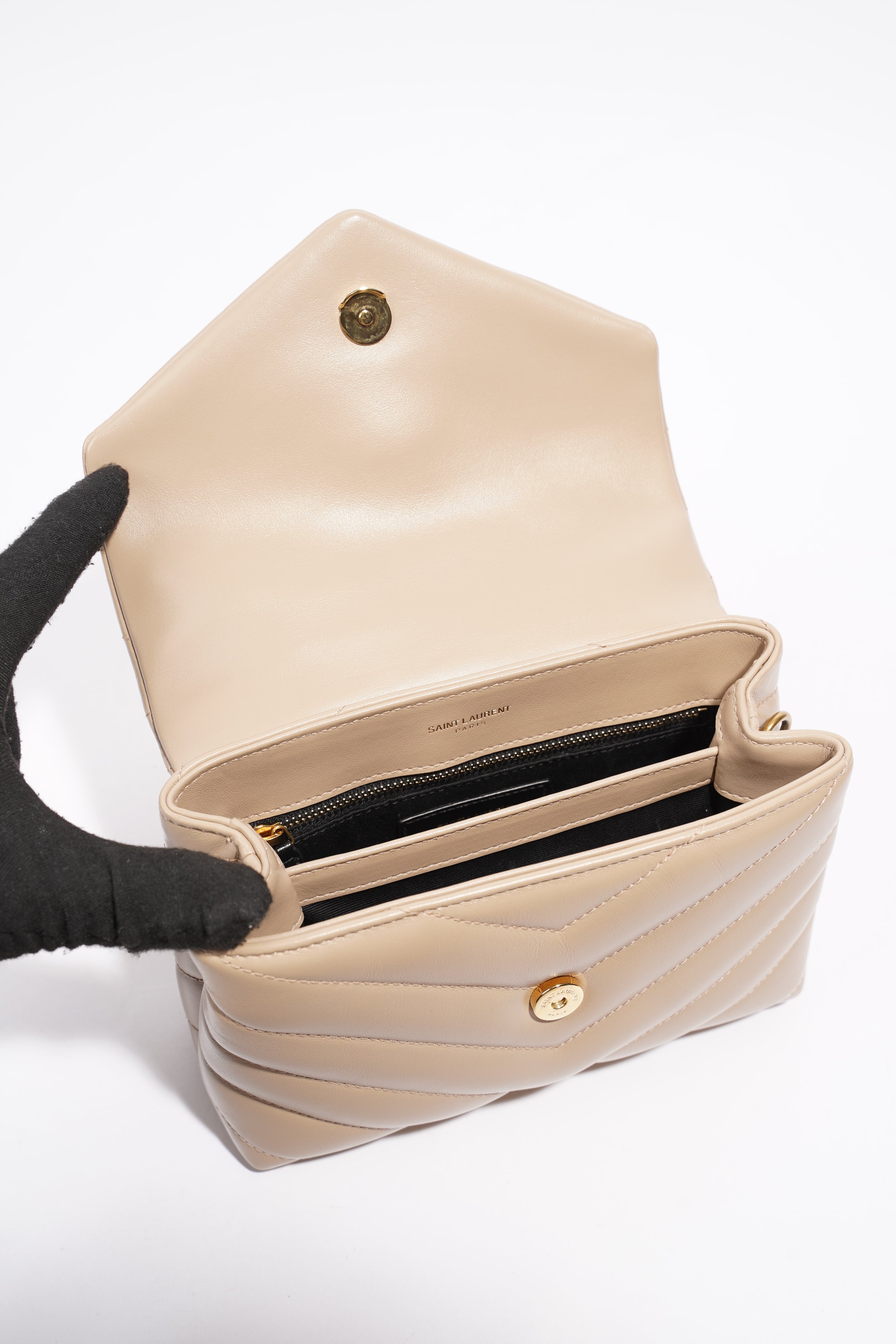 Saint Laurent Toy Lou Lou Greyish Brown Calfskin Leather