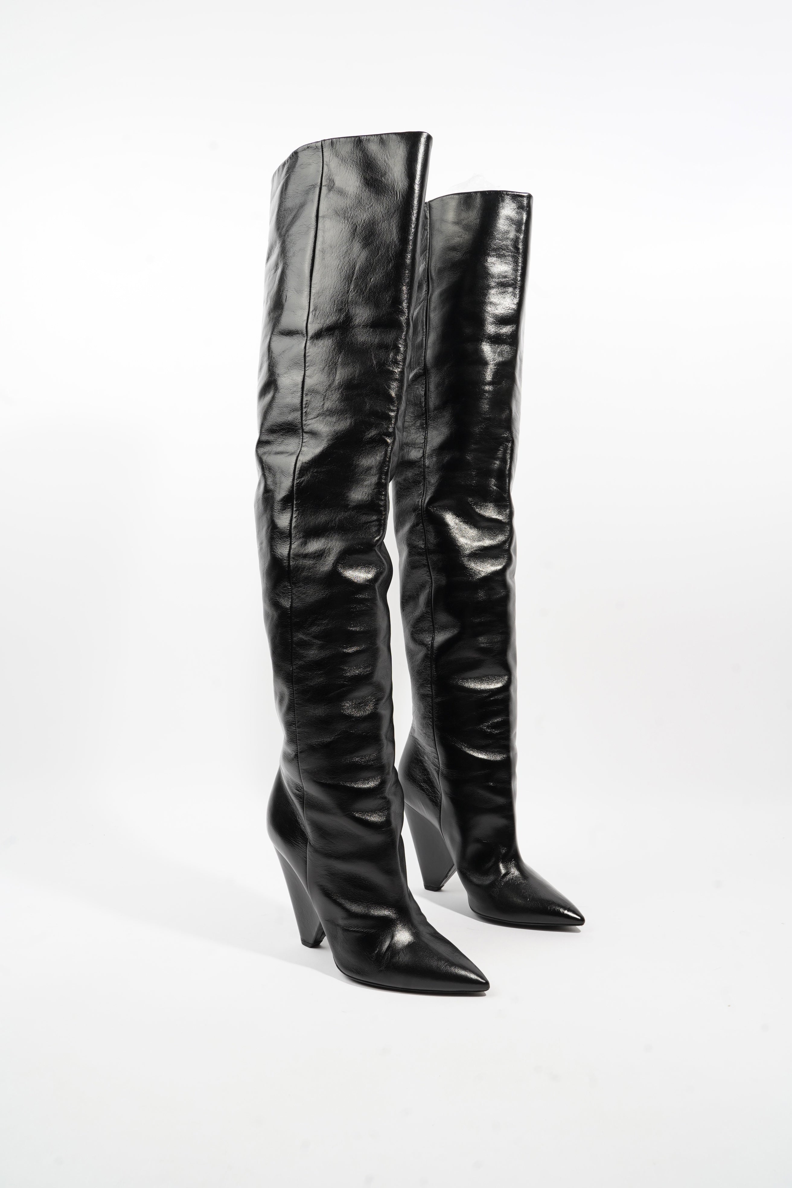 Saint Laurent Niki Boots Black Leather EU 40 UK 7