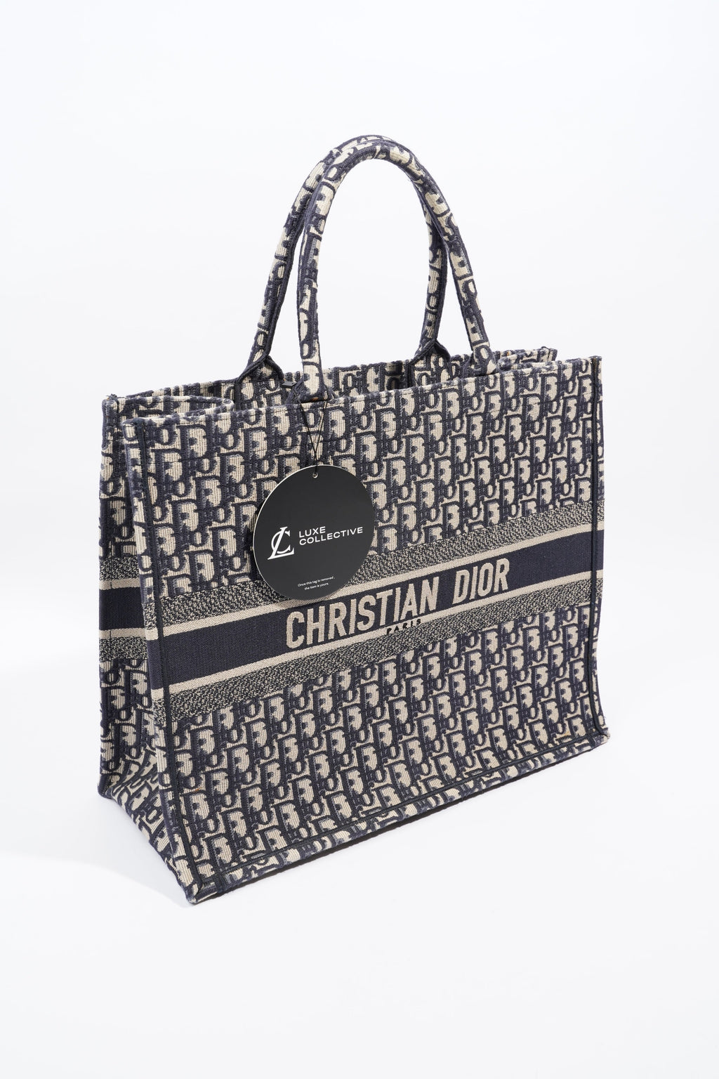 Christian Dior Book Tote Dior Oblique Embroidery Canvas Large