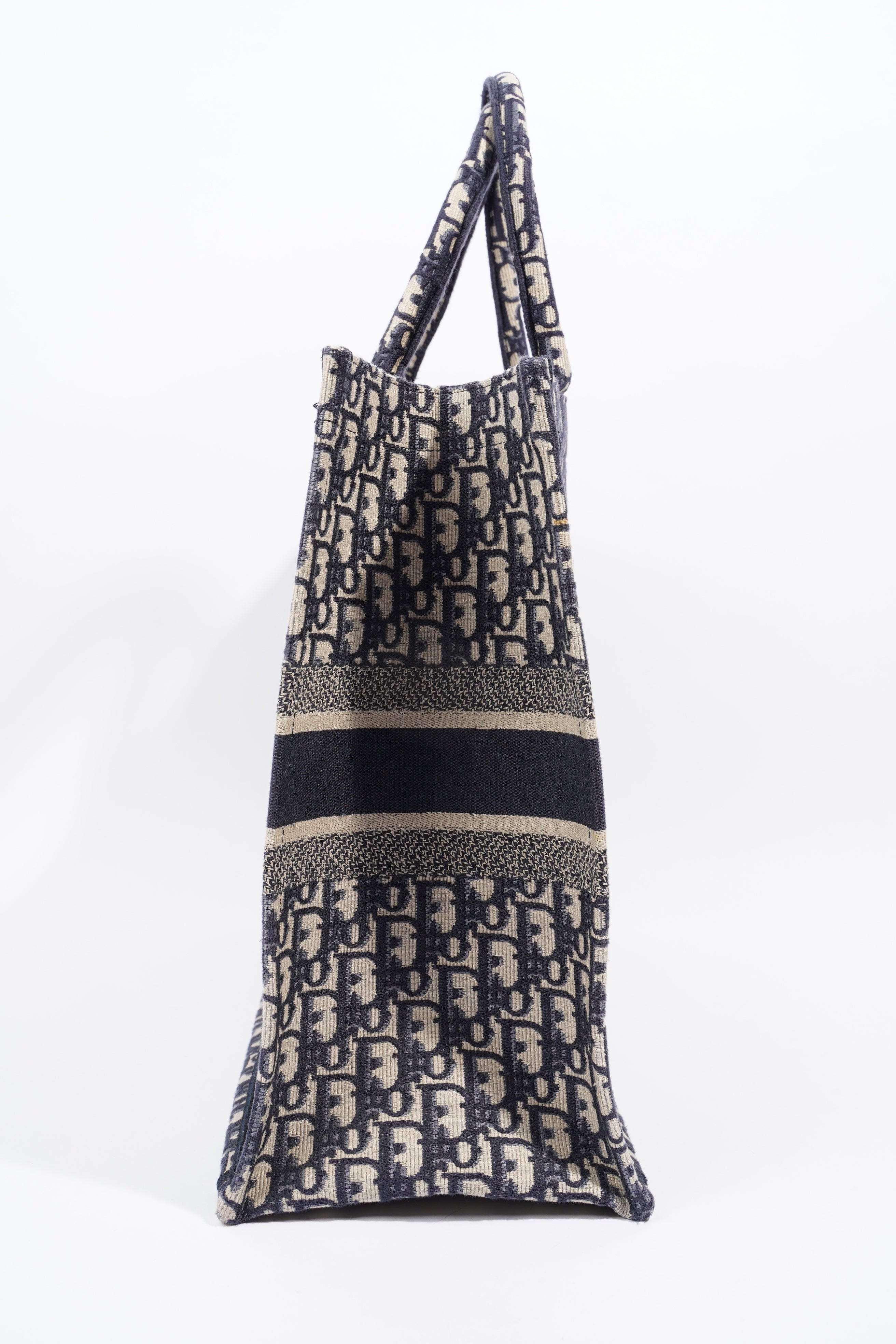 Christian Dior Book Tote Dior Oblique Embroidery Canvas Large