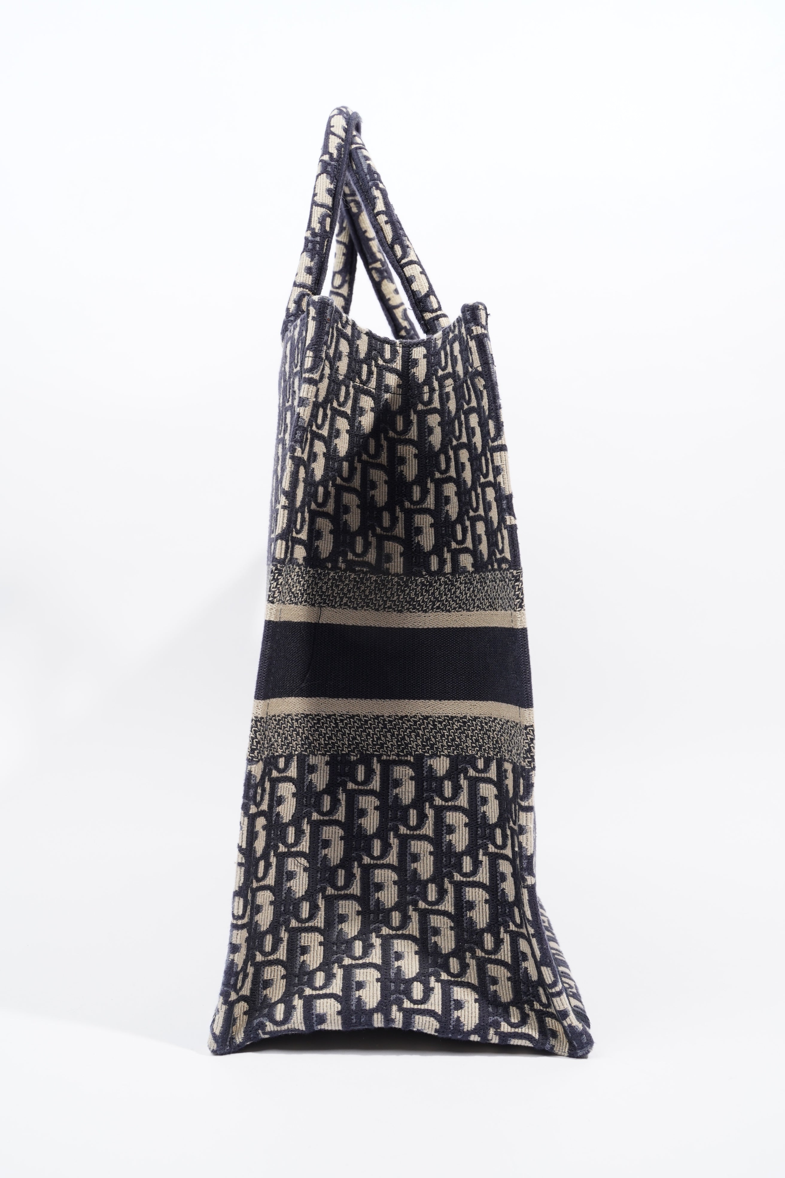 Christian Dior Book Tote Dior Oblique Embroidery Canvas Large