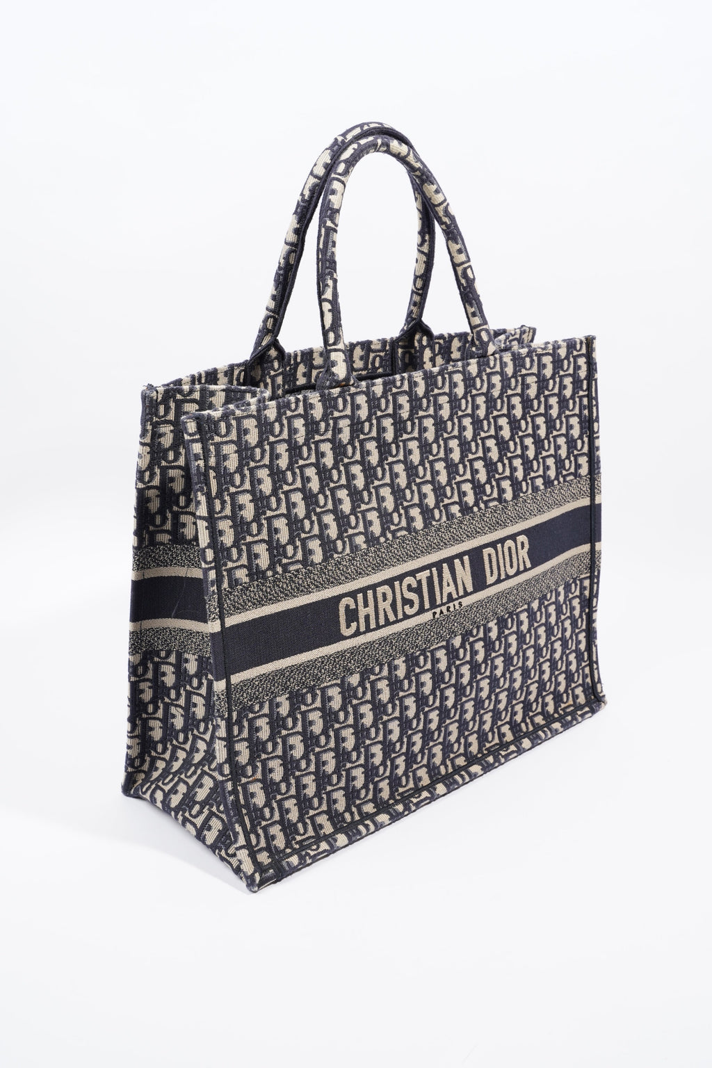 Christian Dior Book Tote Dior Oblique Embroidery Canvas Large