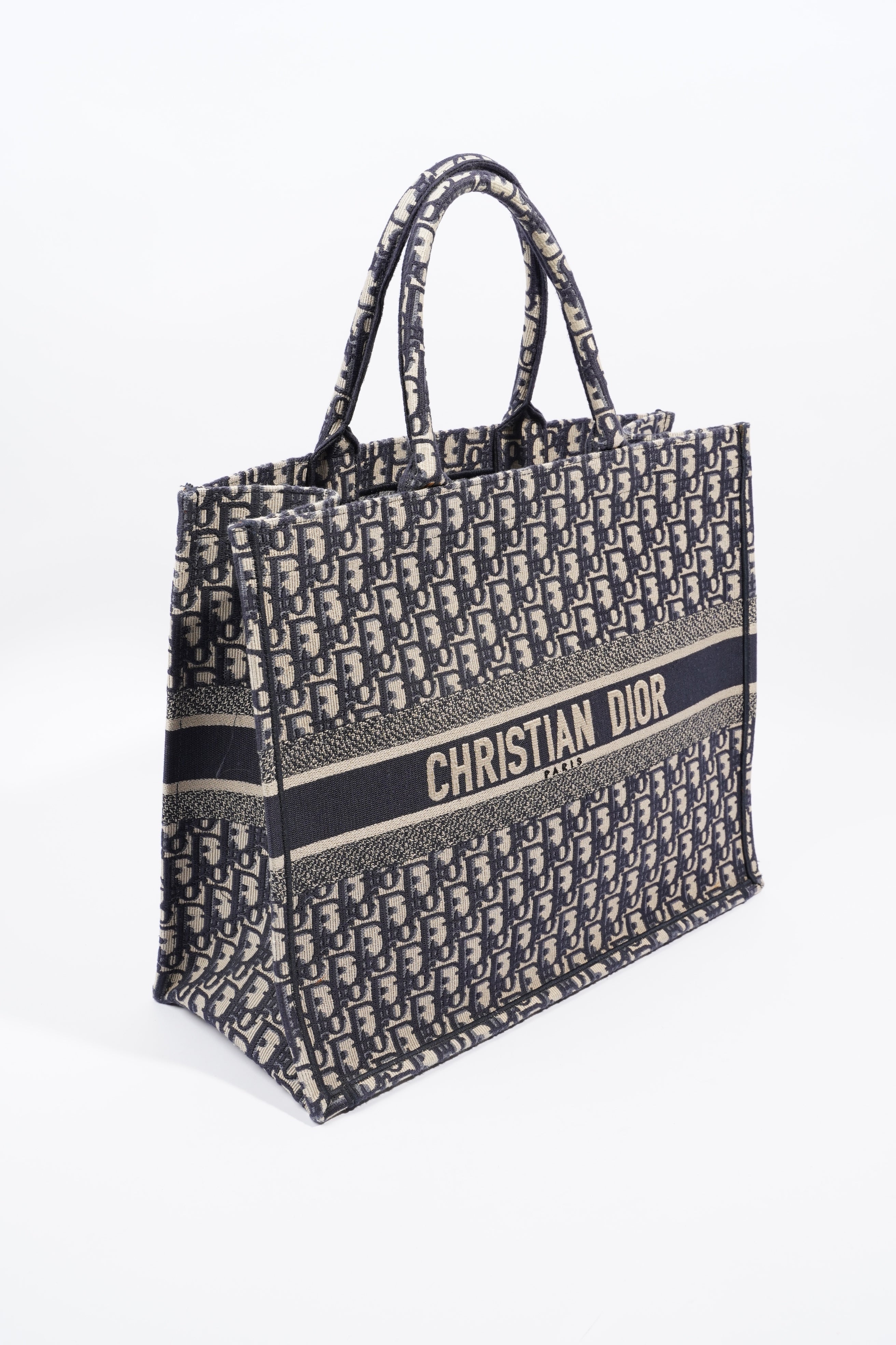 Christian Dior Book Tote Dior Oblique Embroidery Canvas Large
