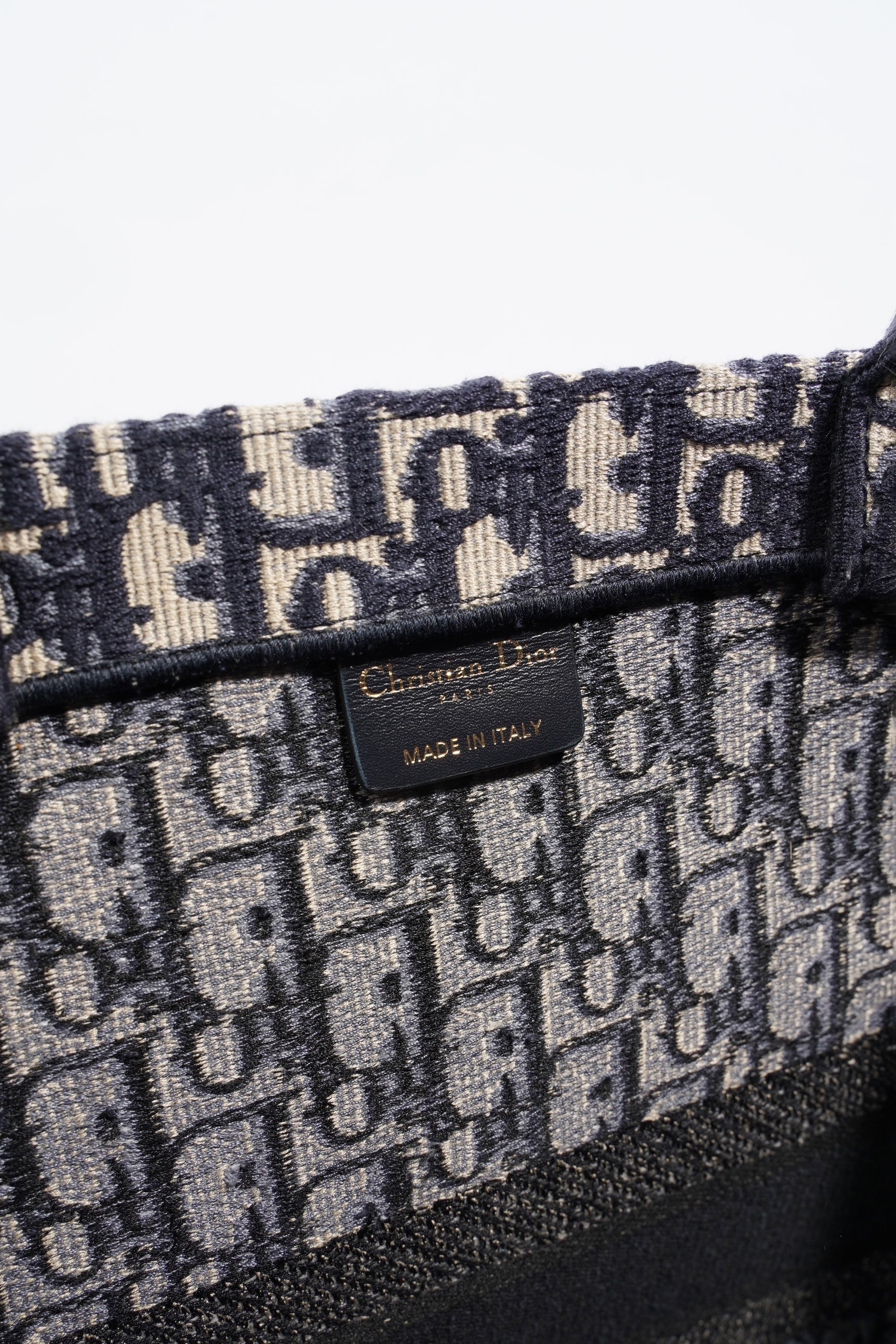 Christian Dior Book Tote Dior Oblique Embroidery Canvas Large