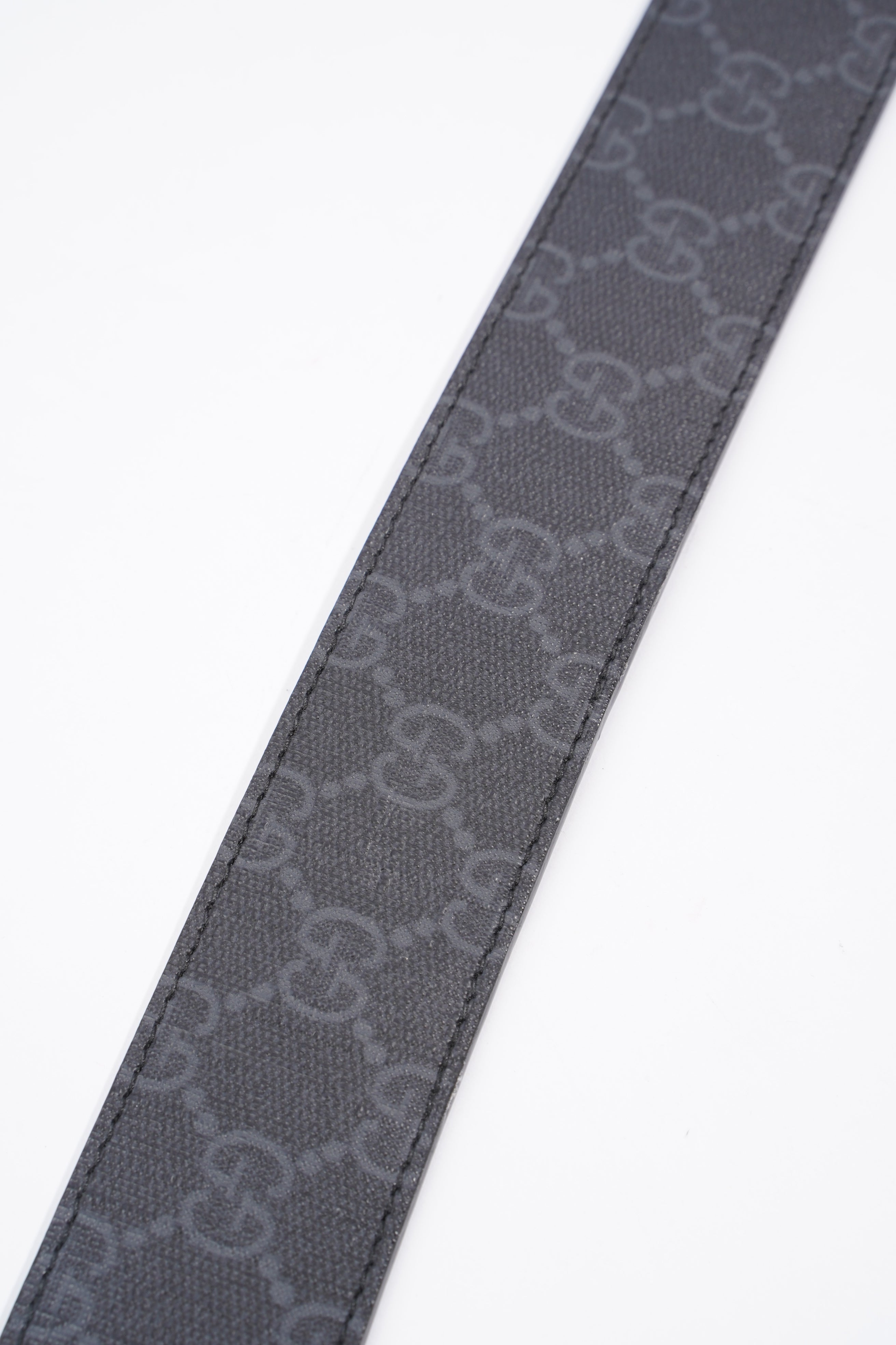 Gucci Interlocking G Belt Black And Grey GG Supreme Leather 110cm 44"