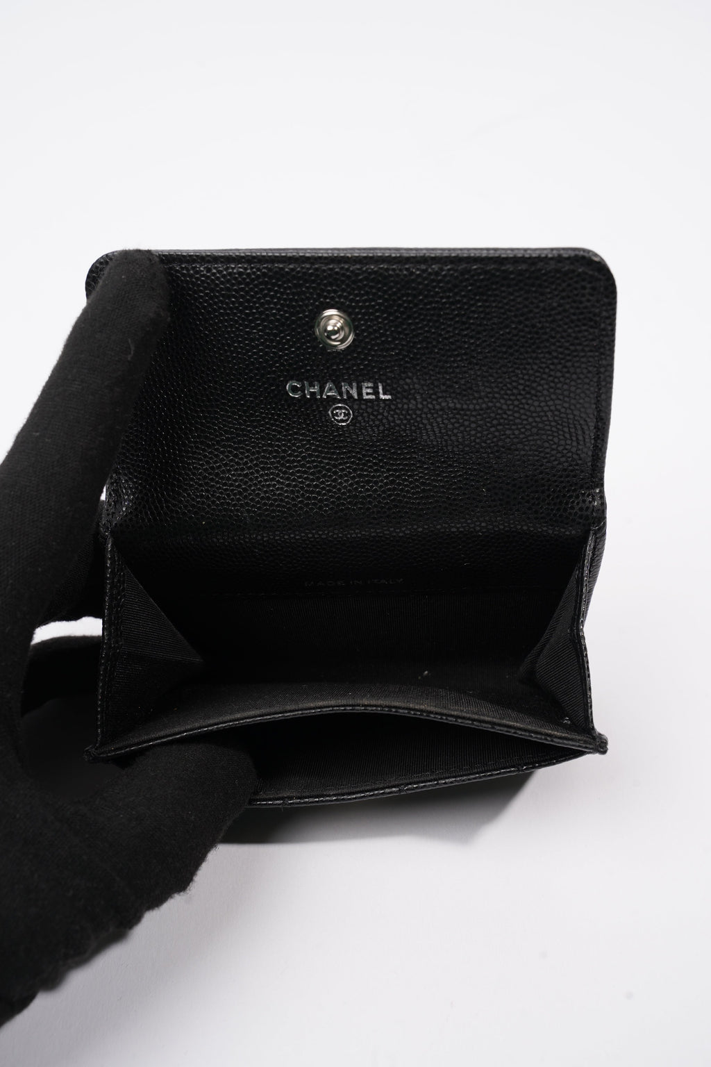 Chanel Tri-fold Boy Small Wallet Black Caviar Leather