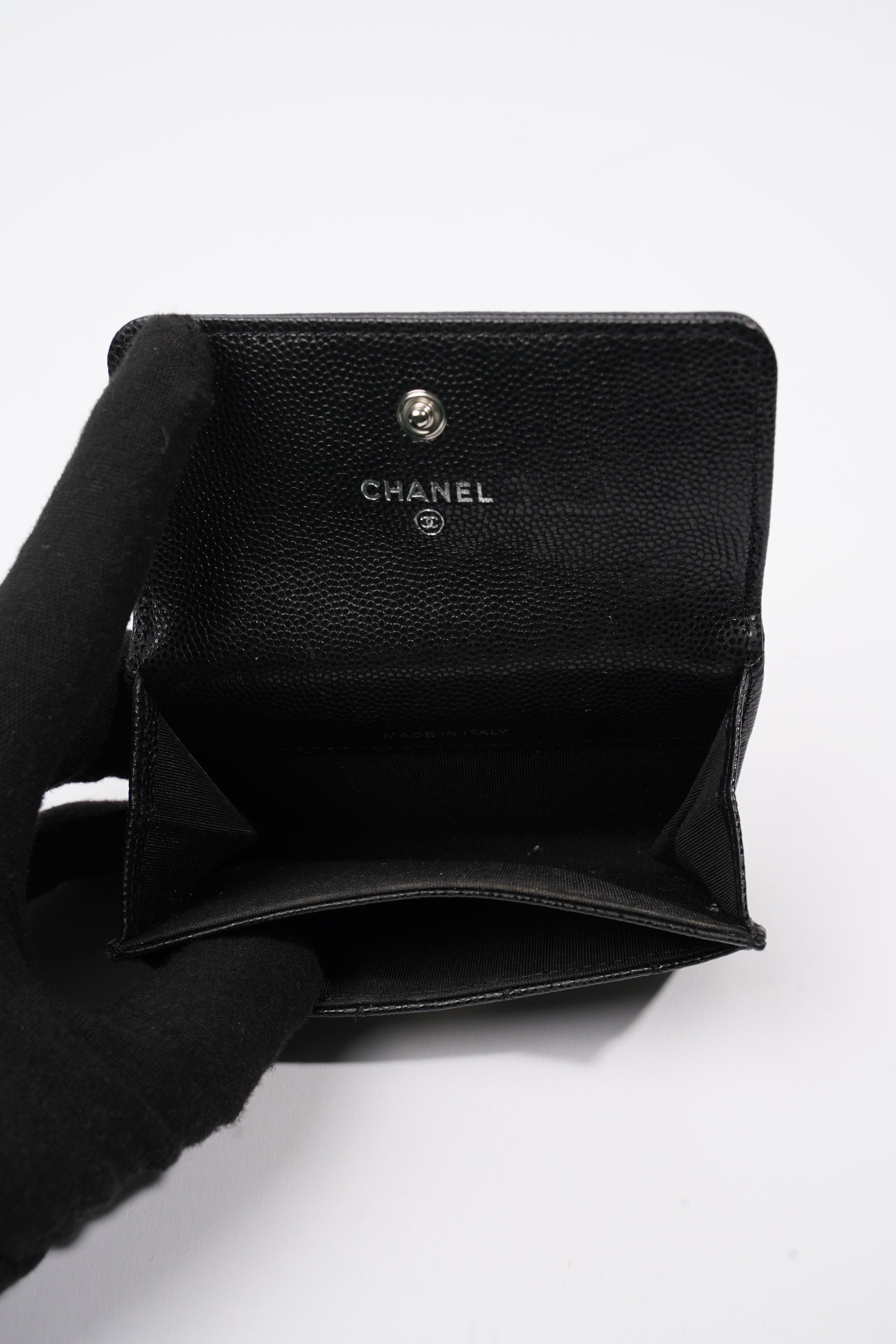 Chanel Tri-fold Boy Small Wallet Black Caviar Leather