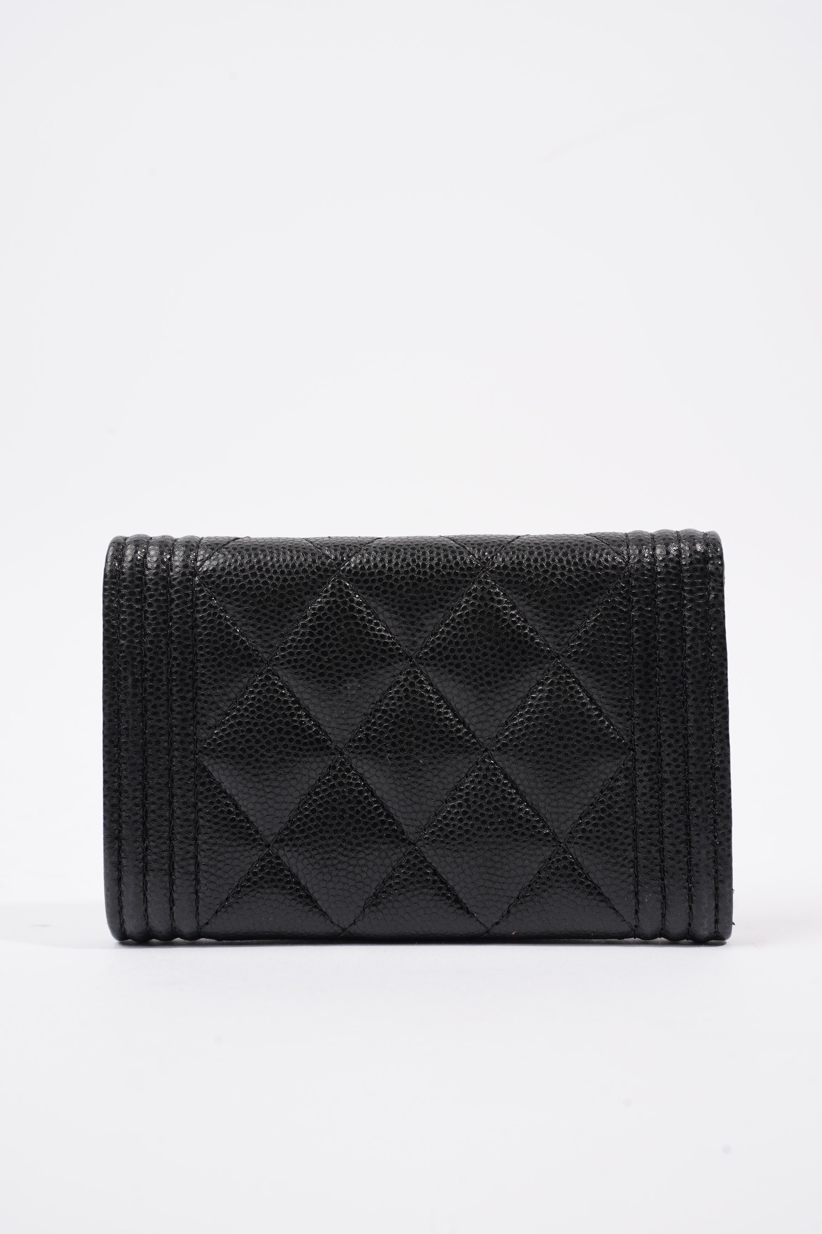 Chanel Tri-fold Boy Small Wallet Black Caviar Leather