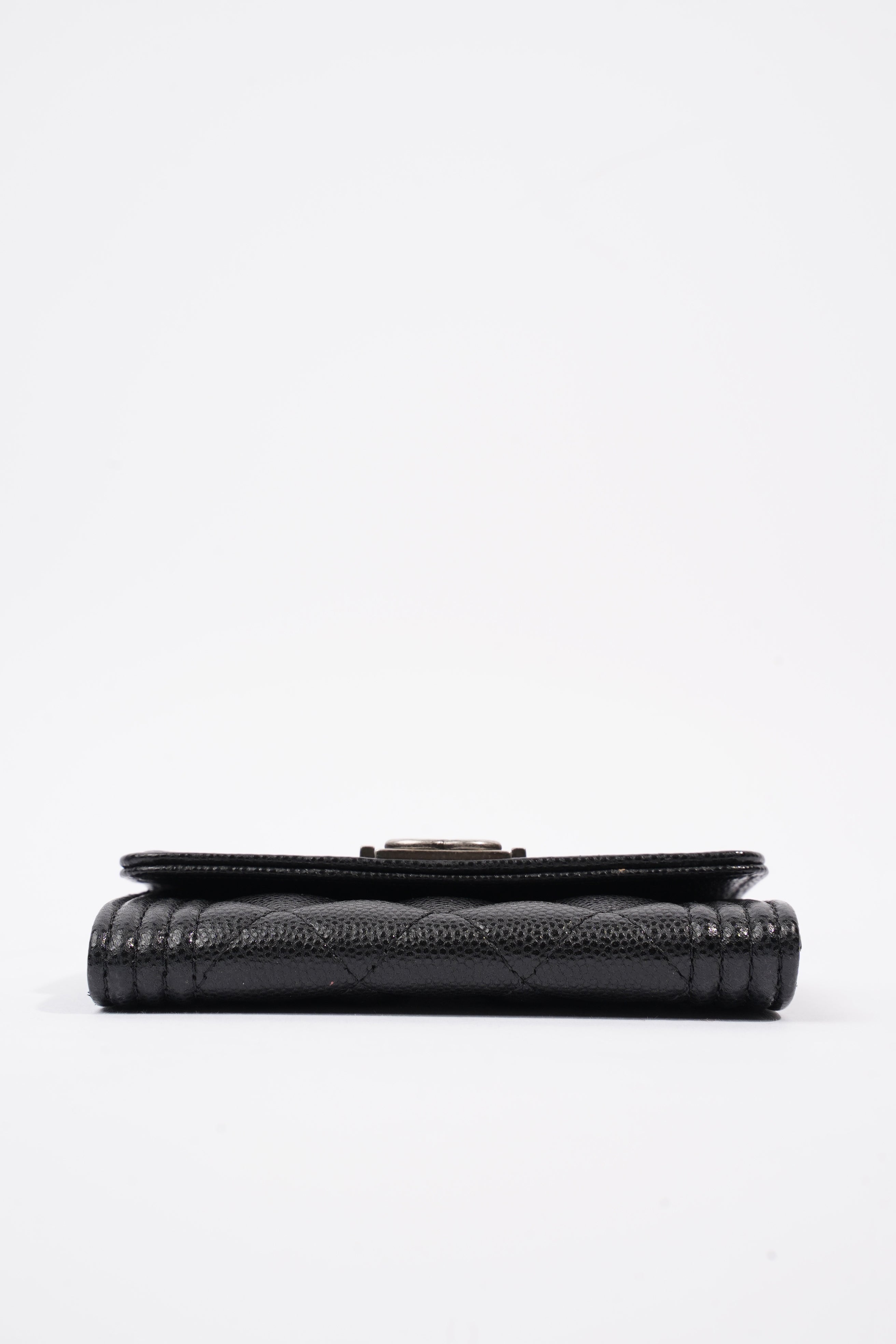 Chanel Tri-fold Boy Small Wallet Black Caviar Leather