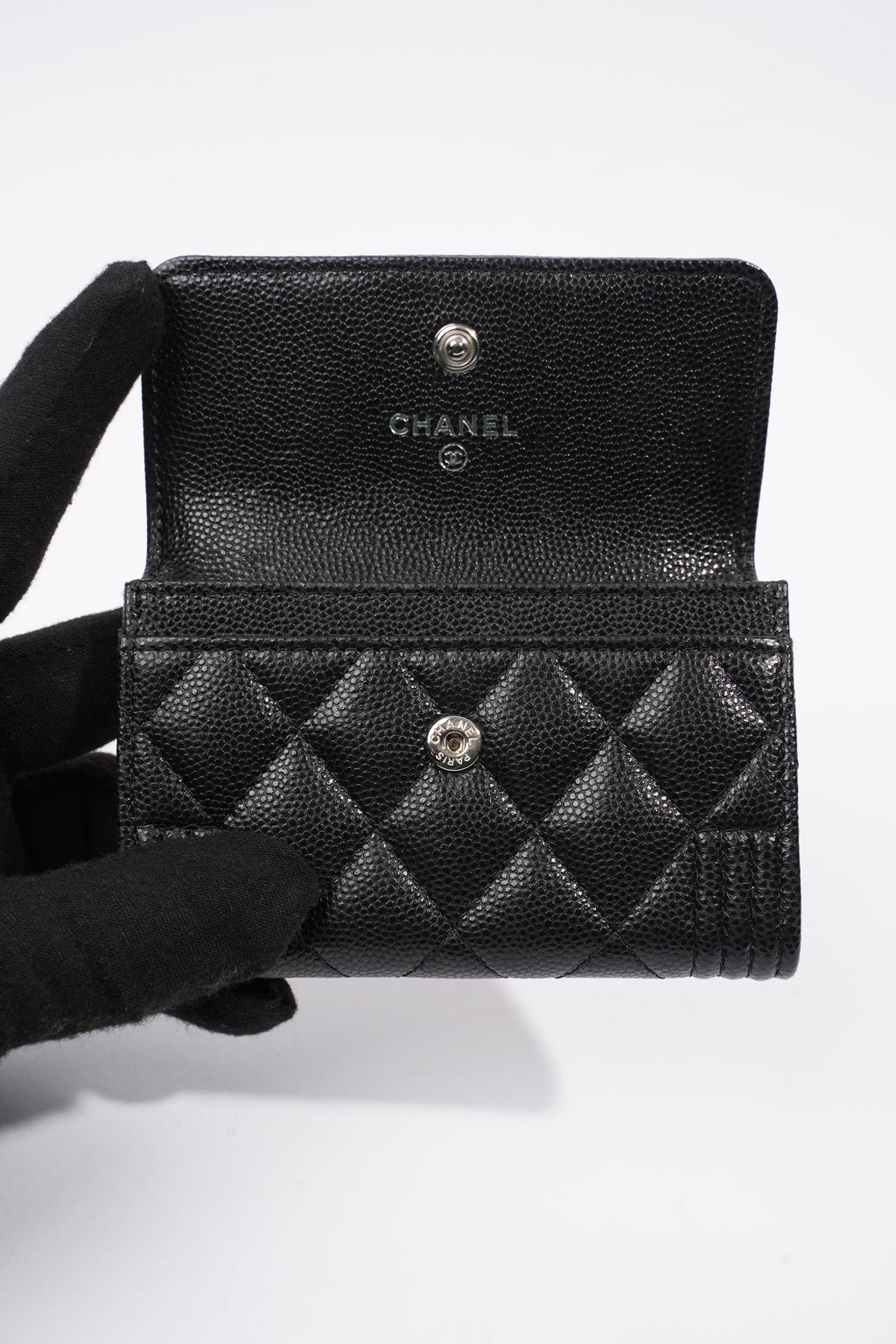 Chanel Tri-fold Boy Small Wallet Black Caviar Leather