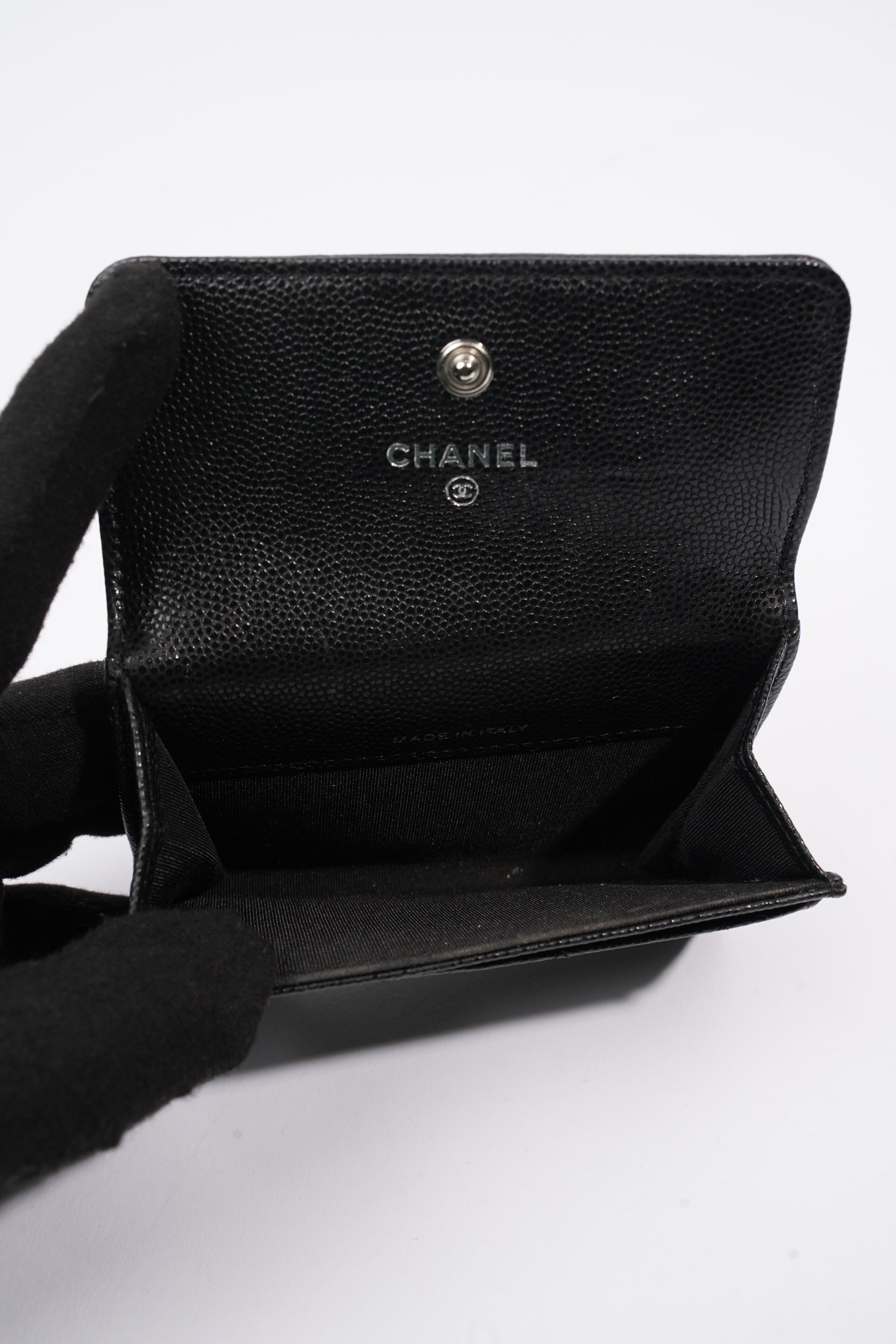 Chanel Tri-fold Boy Small Wallet Black Caviar Leather
