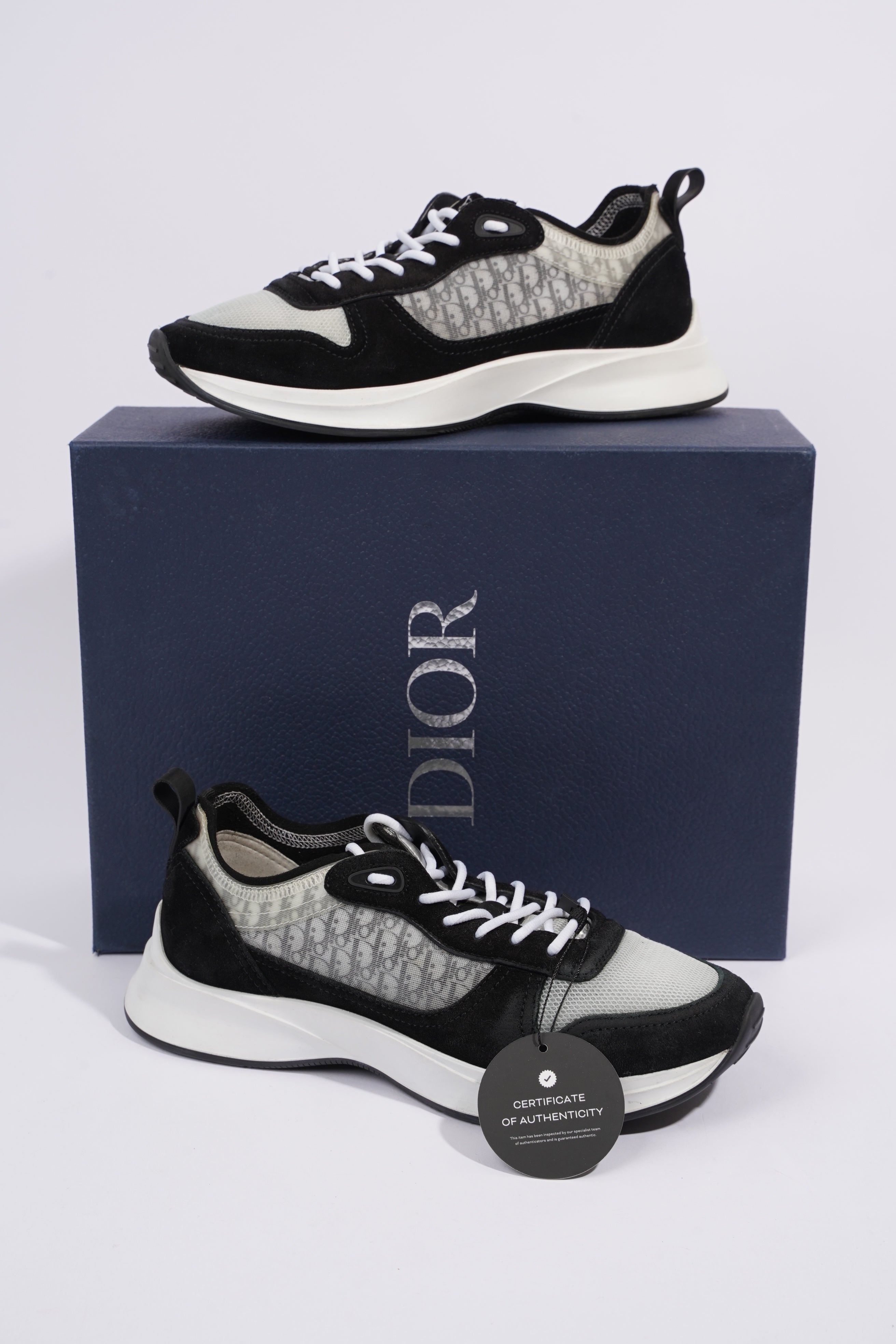 Christian Dior B25 Black / White / Black Oblique Mesh EU 41 UK 7