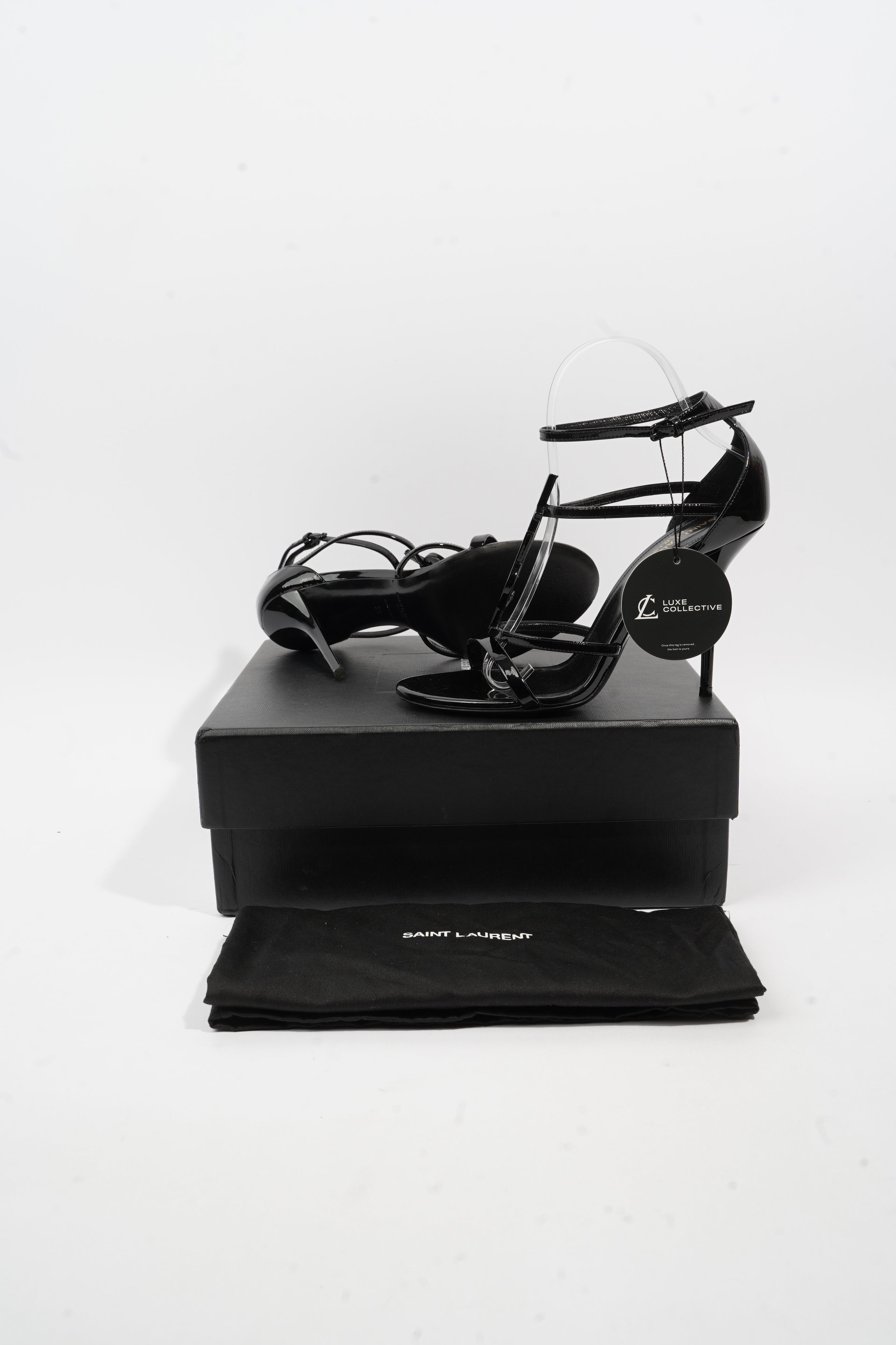 Saint Laurent Opyum Sandal 110 Black Patent Leather EU 38 UK 5