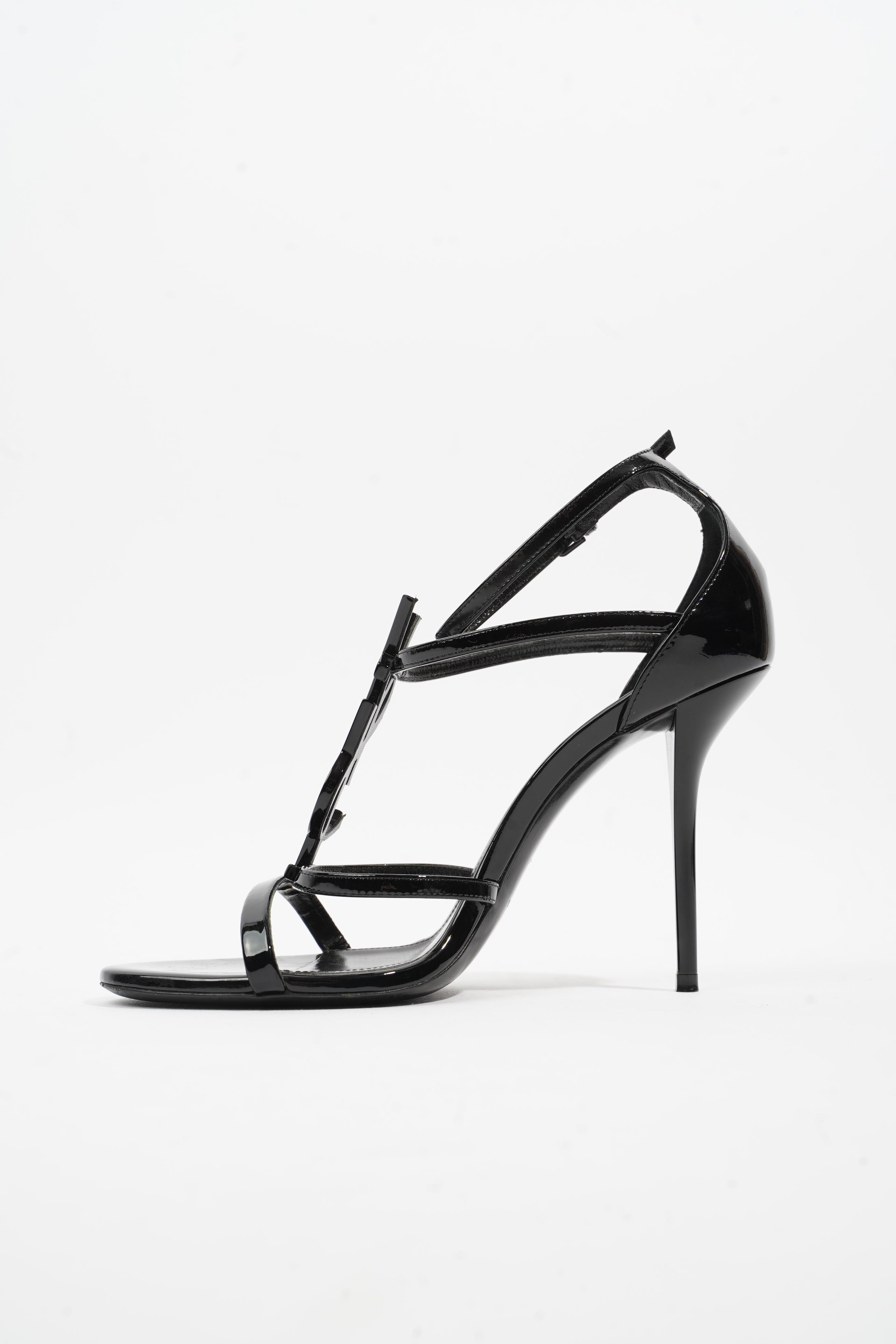 Saint Laurent Opyum Sandal 110 Black Patent Leather EU 38 UK 5