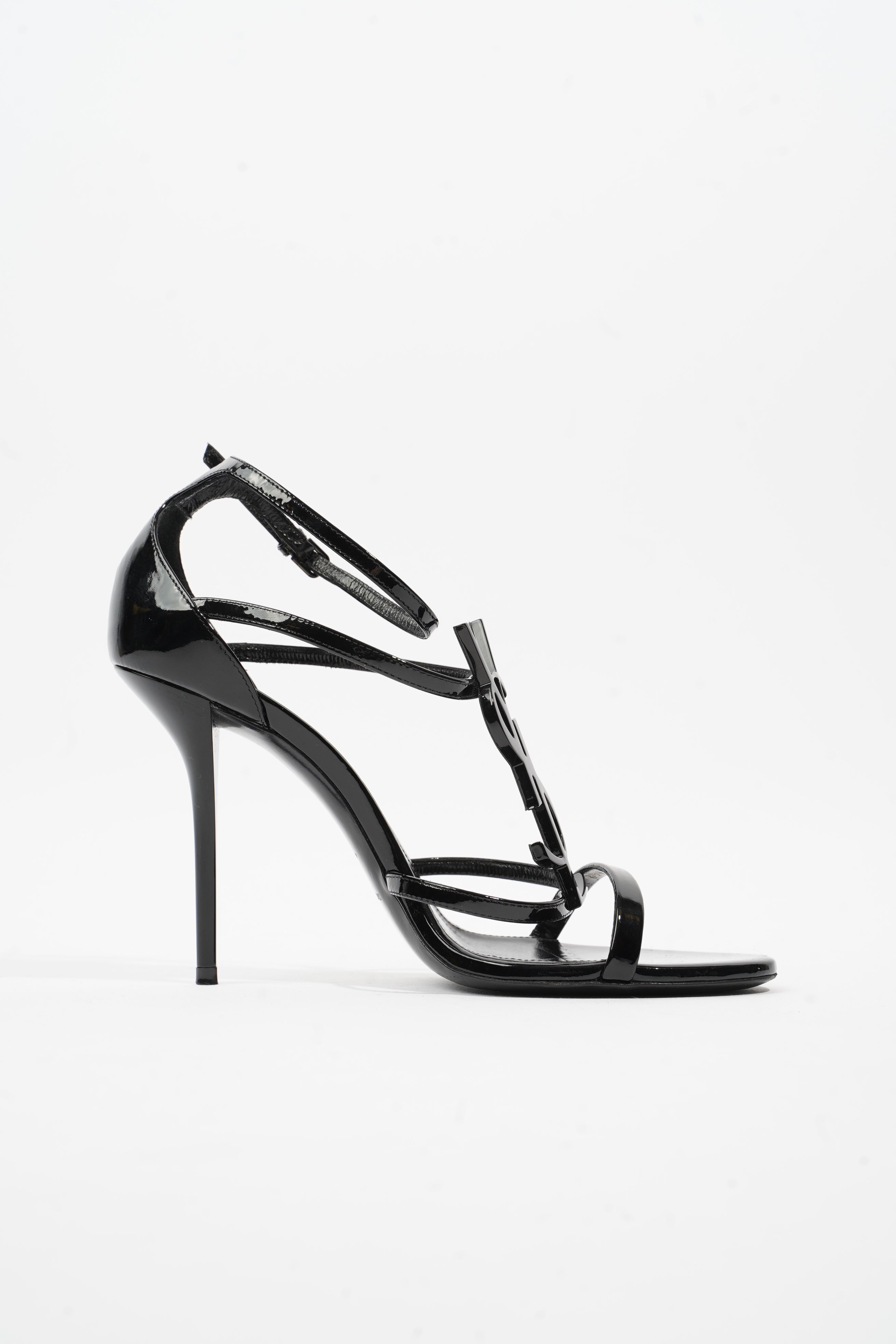 Saint Laurent Opyum Sandal 110 Black Patent Leather EU 38 UK 5