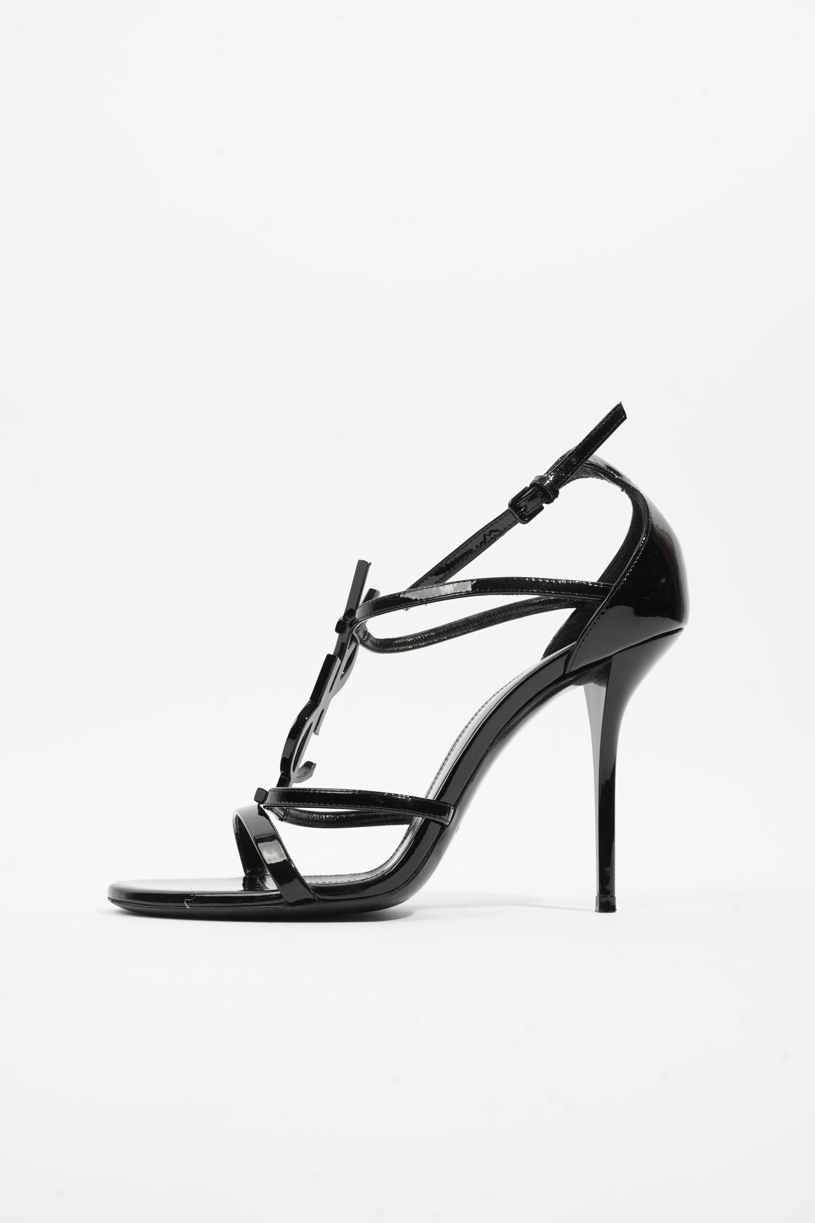 Saint Laurent Opyum Sandal 110 Black Patent Leather EU 38 UK 5