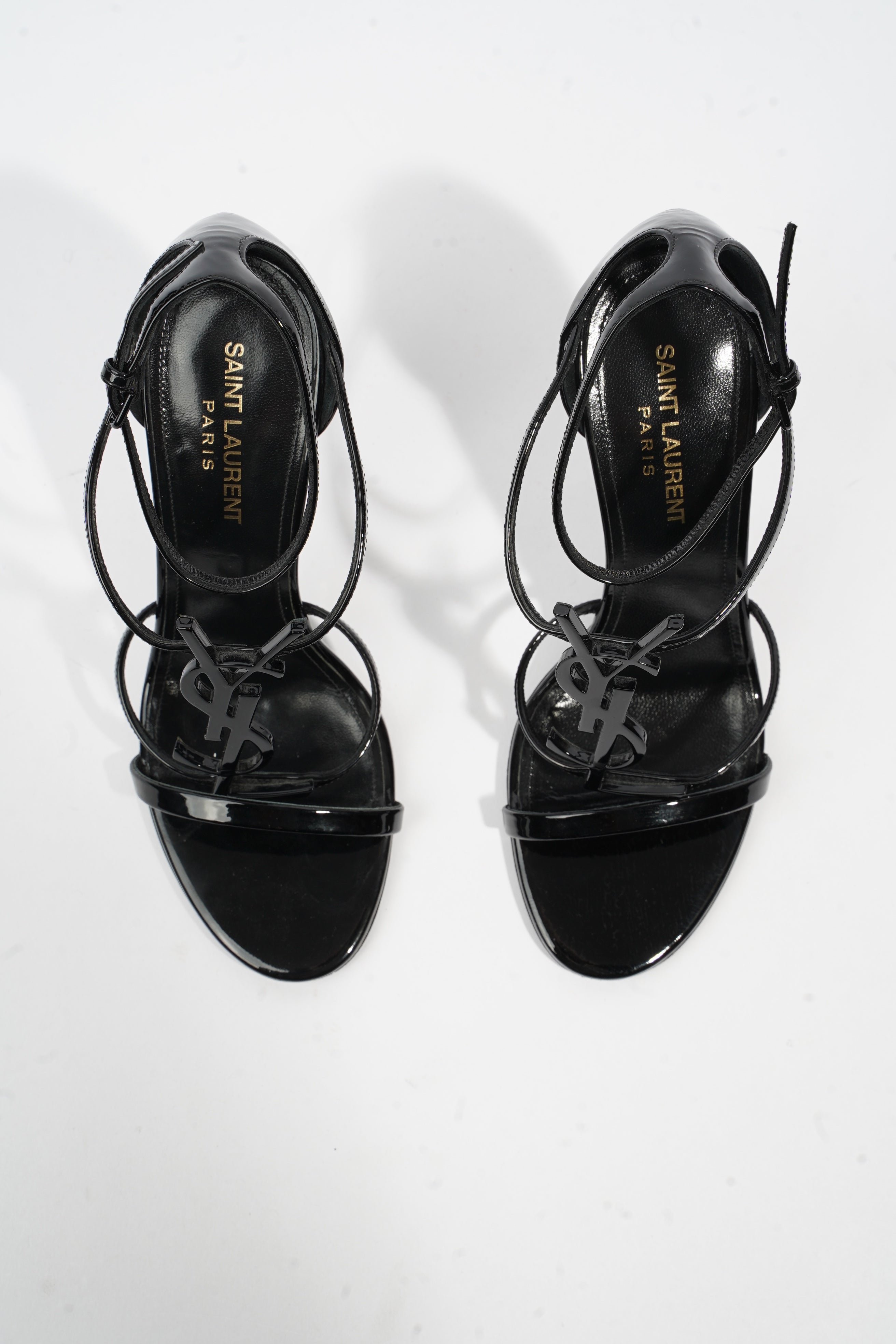 Saint Laurent Opyum Sandal 110 Black Patent Leather EU 38 UK 5