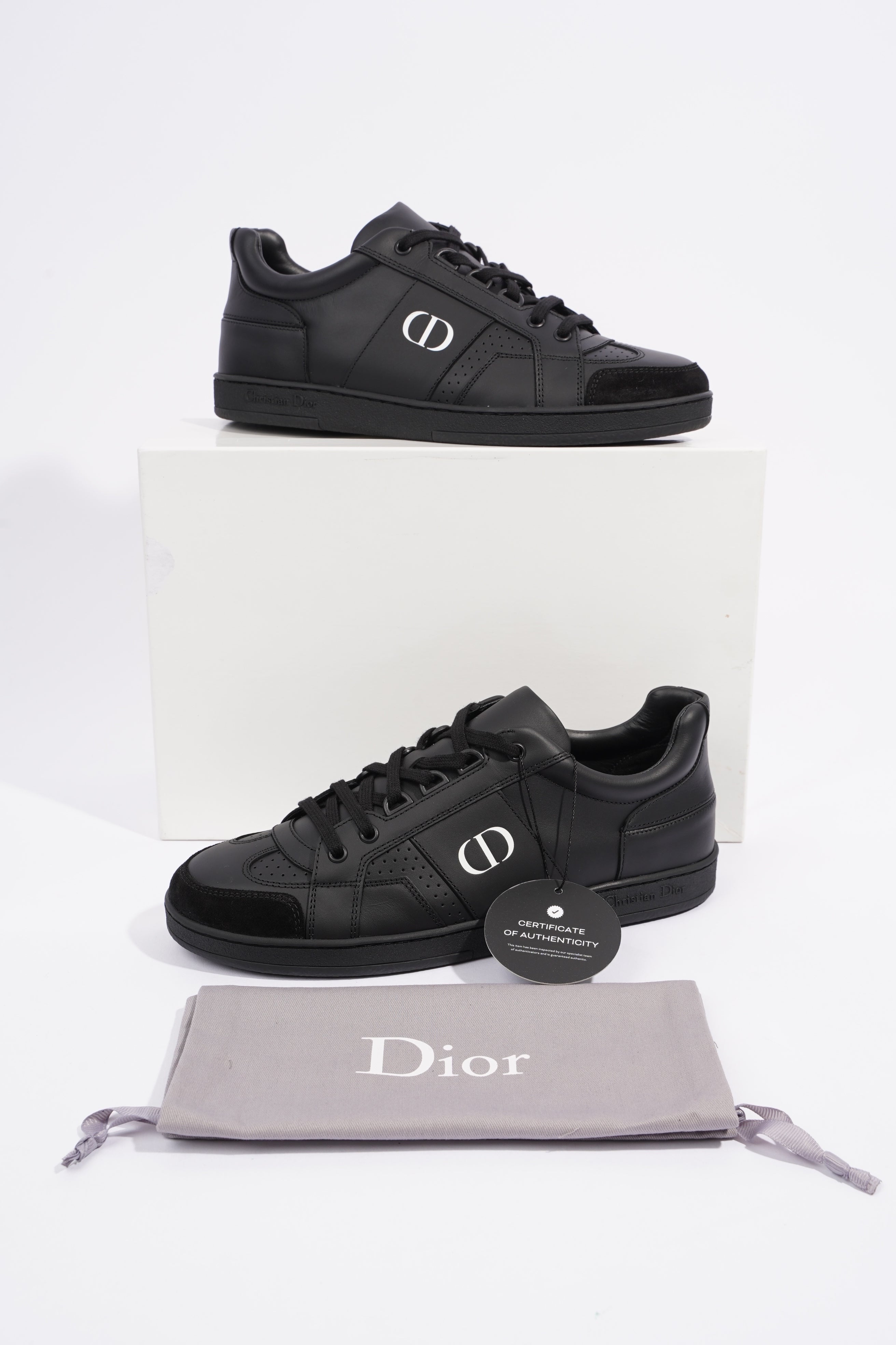 Christian Dior CD Low Top Sneaker Black Leather EU 38.5 UK 5.5