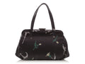 Prada Black Floral Silk Doctor Bag